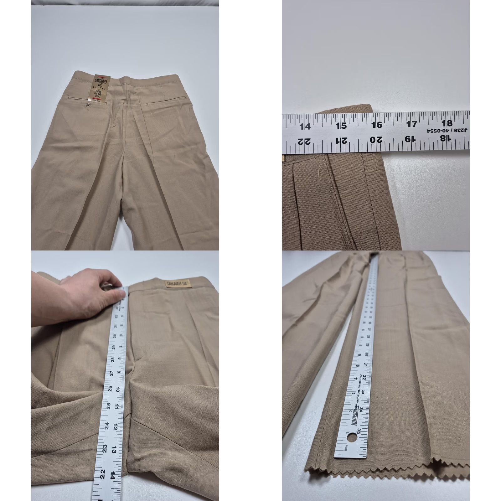 Vintage VINTAGE Sansabelt Dress Pants Mens 32x36 Beige Wool Pleated Unhemmed Pants Size US 32 / EU 48 - 8 Thumbnail