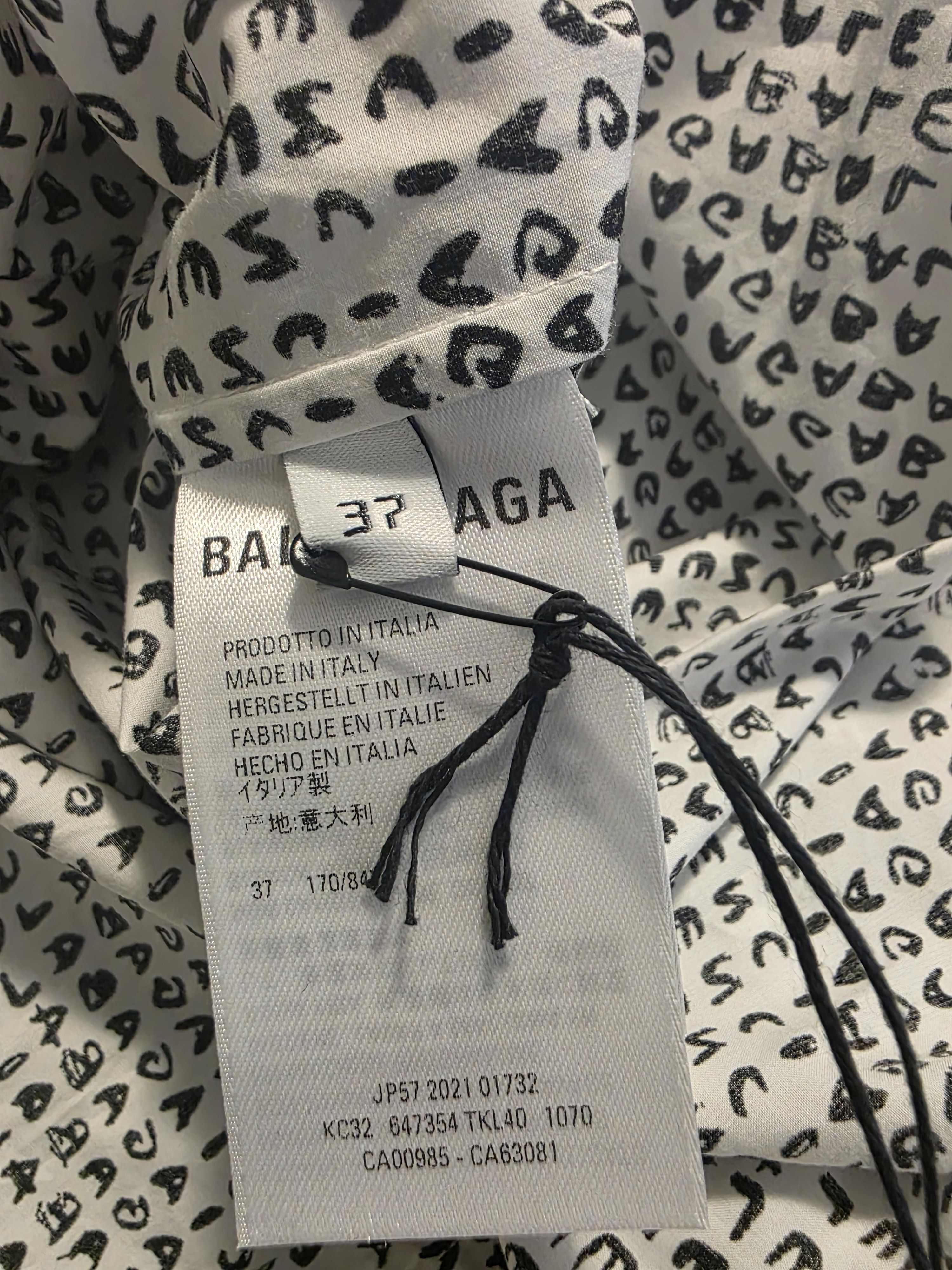 Balenciaga Balenciaga Archive Letters Cotton Poplin Black/White Size US XXS / EU 40 - 4 Thumbnail