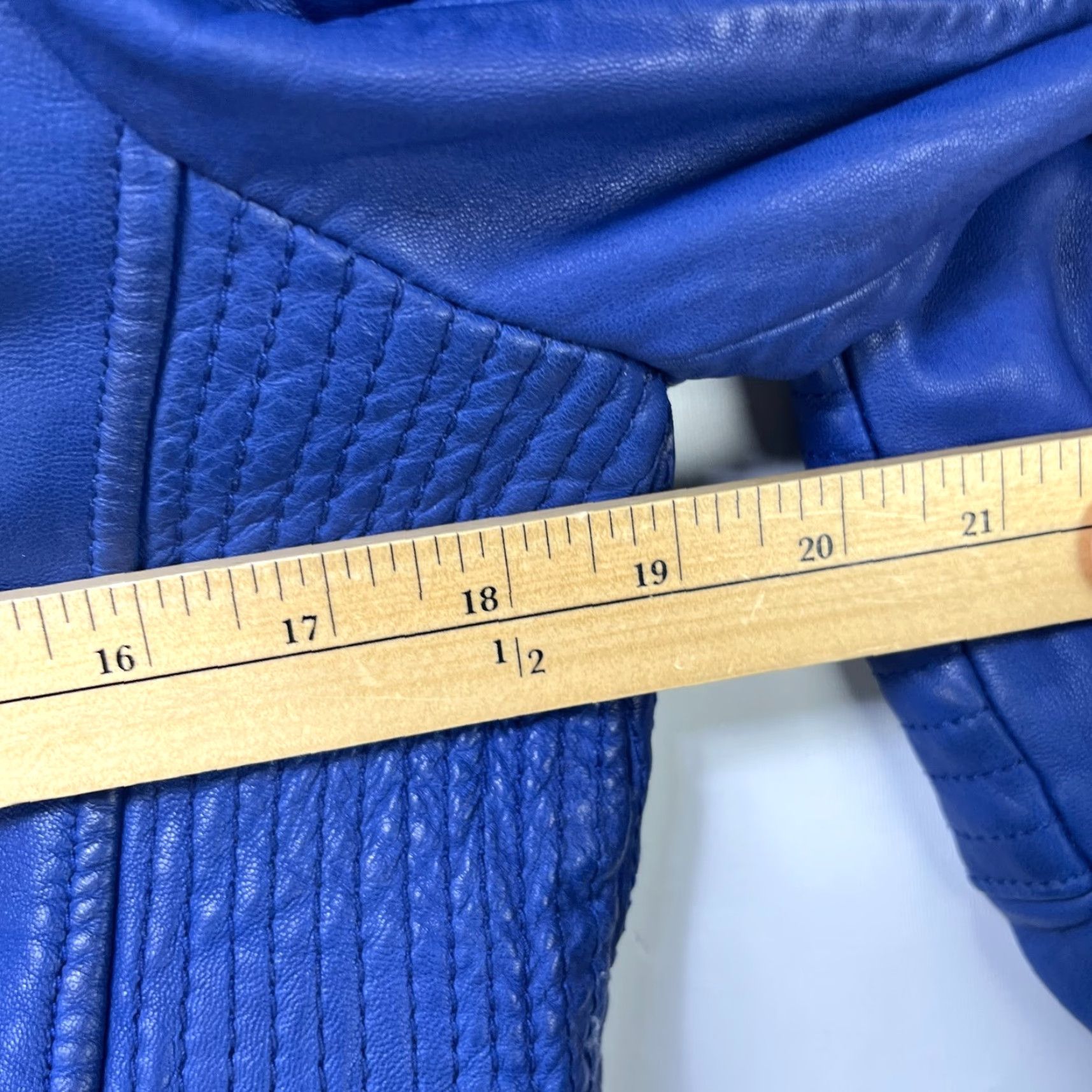 Bcbgmaxazria BCBGMAXAZRIA Leather Jacket Blue Women's Large Motorcycle Jacket Size L / US 10 / IT 46 - 7 Thumbnail