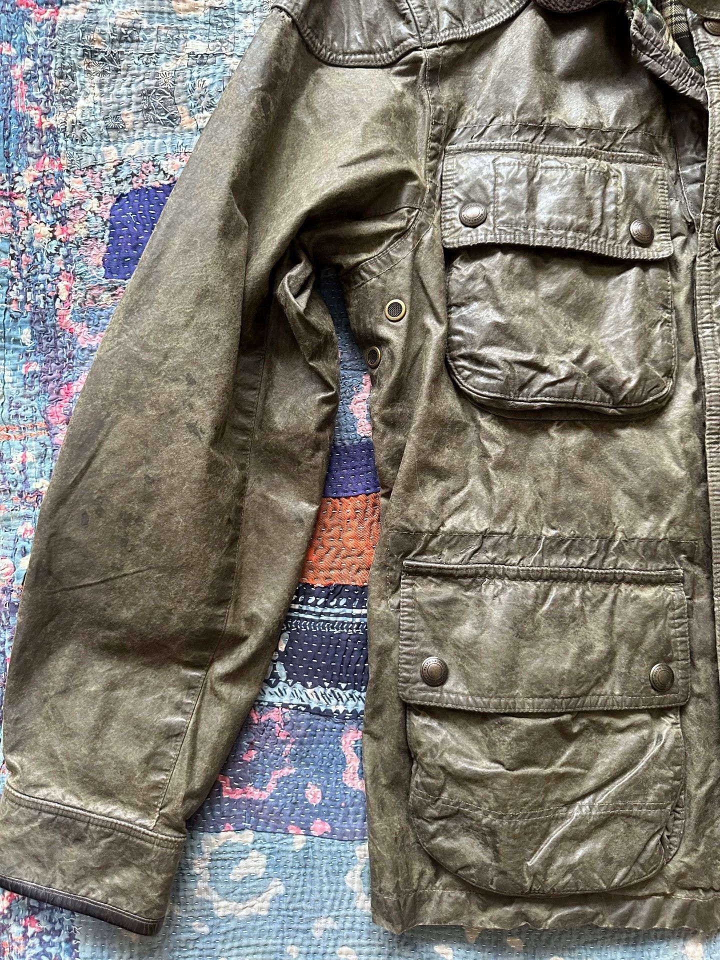 RRL Ralph Lauren RRL Waxed Cotton Moto Jacket M Black/Green Heavy Distressed Size US M / EU 48-50 / 2 - 3 Thumbnail