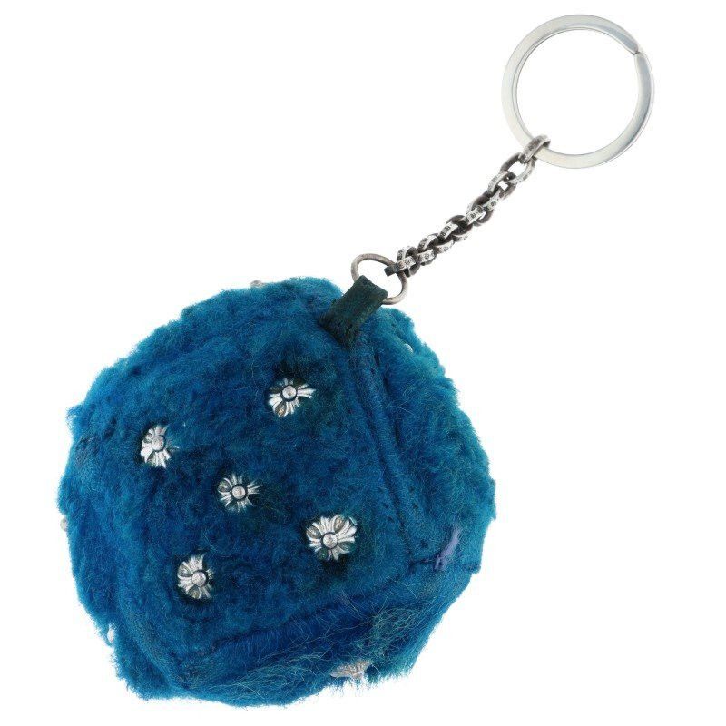Chrome Hearts Fuzzy Dice Key Ring Cross Button