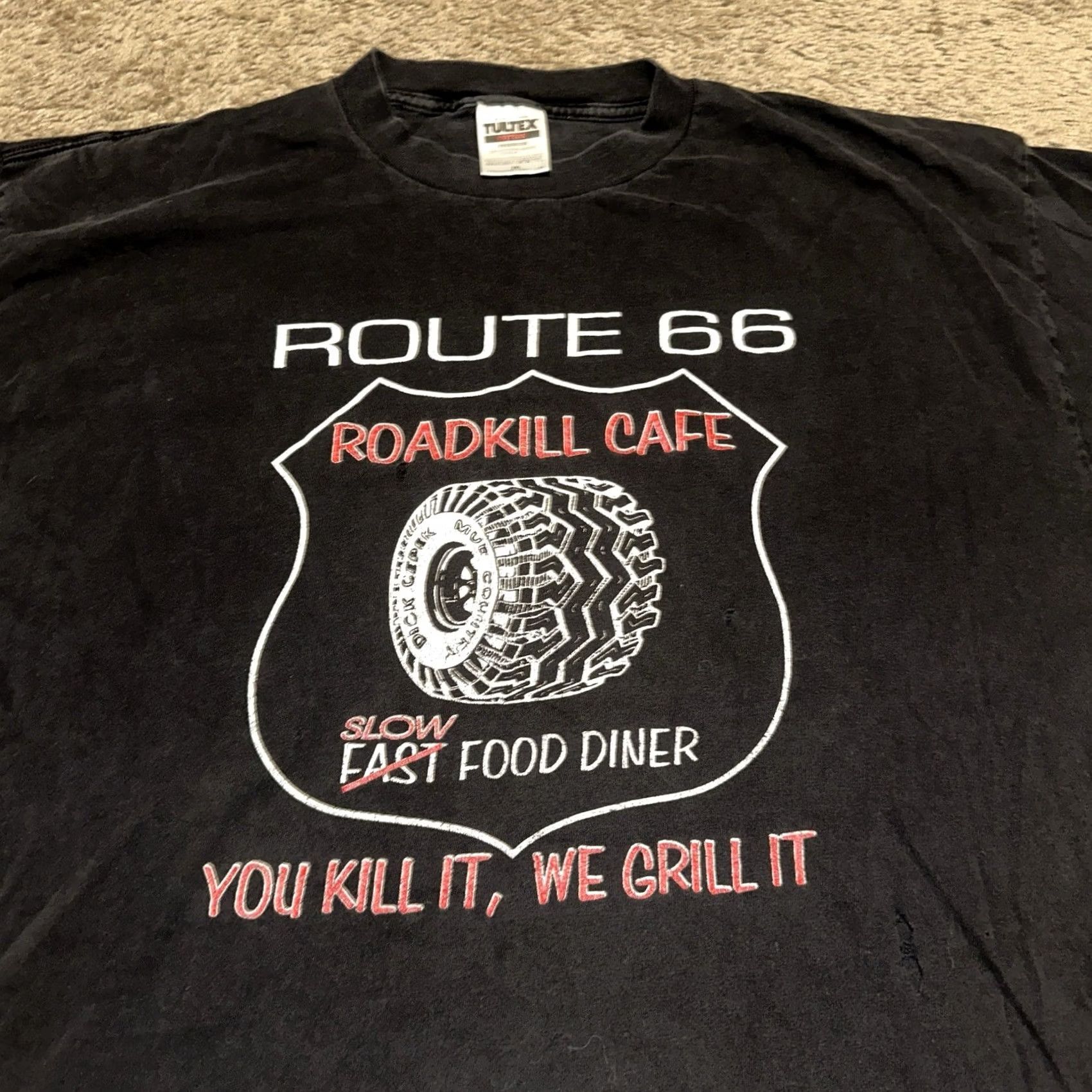 Tultex VINTAGE Route 66 Shirt Mens 2XL Black 90s Tultex Graphic Print Crew Neck Short Sleeve T-Shirt Size US XXL / EU 58 / 5 - 3 Thumbnail