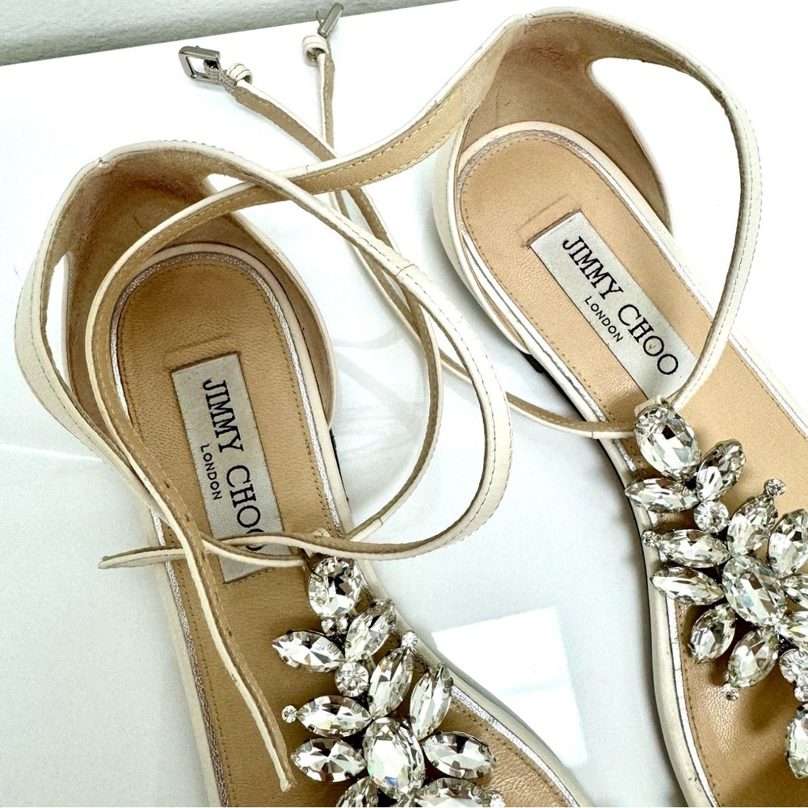 Jimmy Choo JIMMY CHOO Averie Embellished Leather Sandals, Size 37,5 Size US 7 / IT 37 - 5 Thumbnail