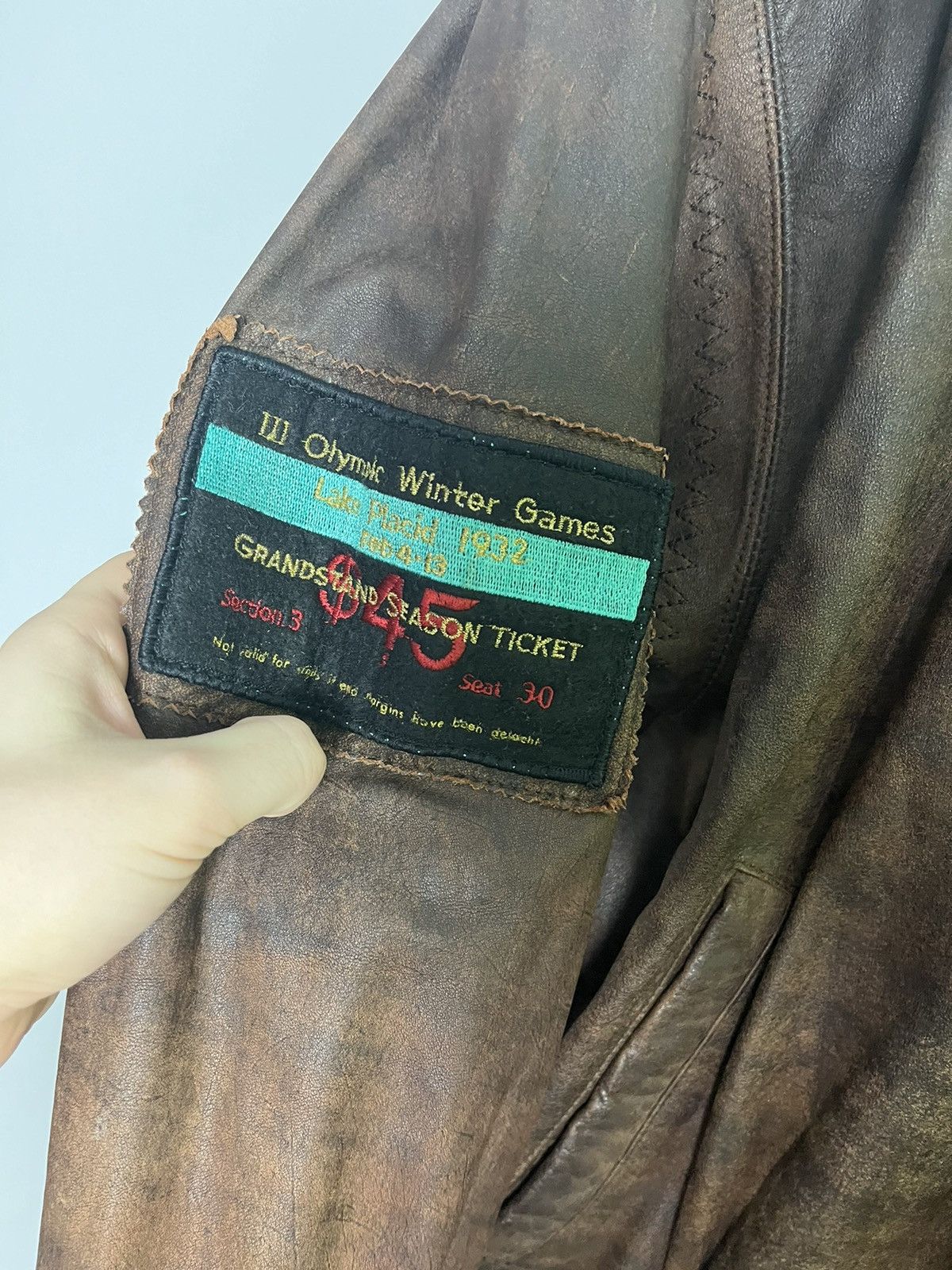 Vintage Vintage Adidas Leather Jacket Olympics Lake Placid Size US L / EU 52-54 / 3 - 8 Thumbnail