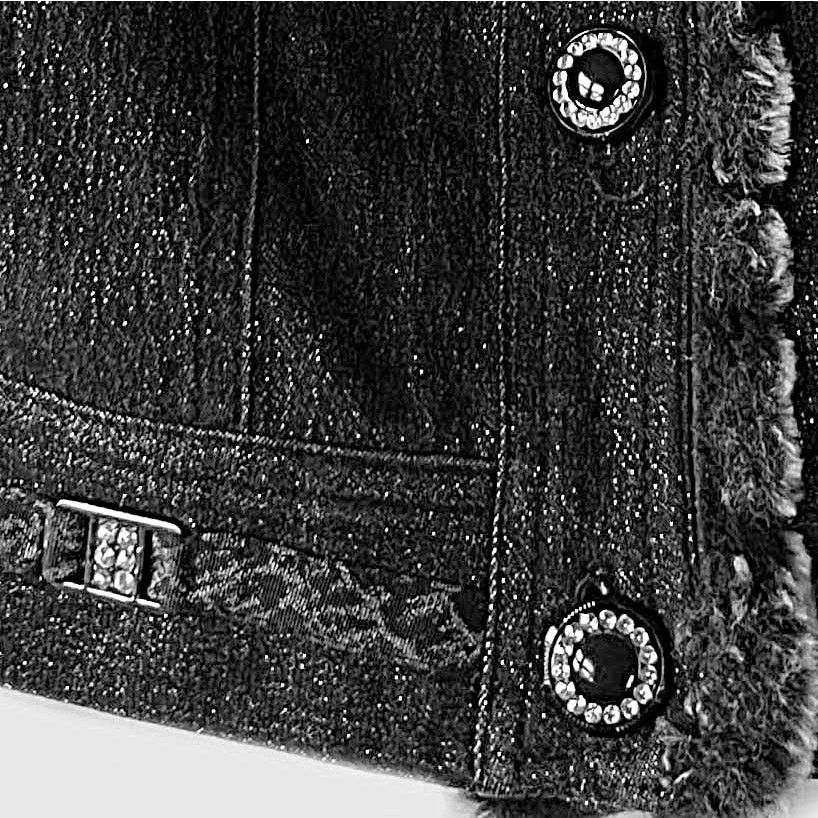 Other Vintage Nancy Bolen Faux Fur Embellished Black Denim Vest Size S / US 4 / IT 40 - 6 Thumbnail