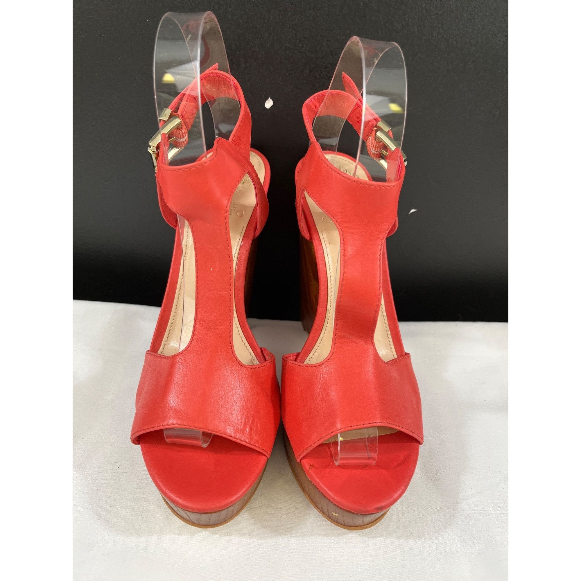 Vince Camuto Vince Camuto Mathis Women's Dark Pink Leather Wedge Heels 8M Size US 8 / IT 38 - 2 Thumbnail