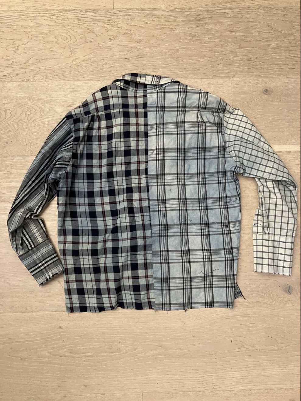 Greg Lauren GREG LAUREN Mixed Blue Plaid 50/50 Studio Shirt Size US L / EU 52-54 / 3 - 2 Thumbnail