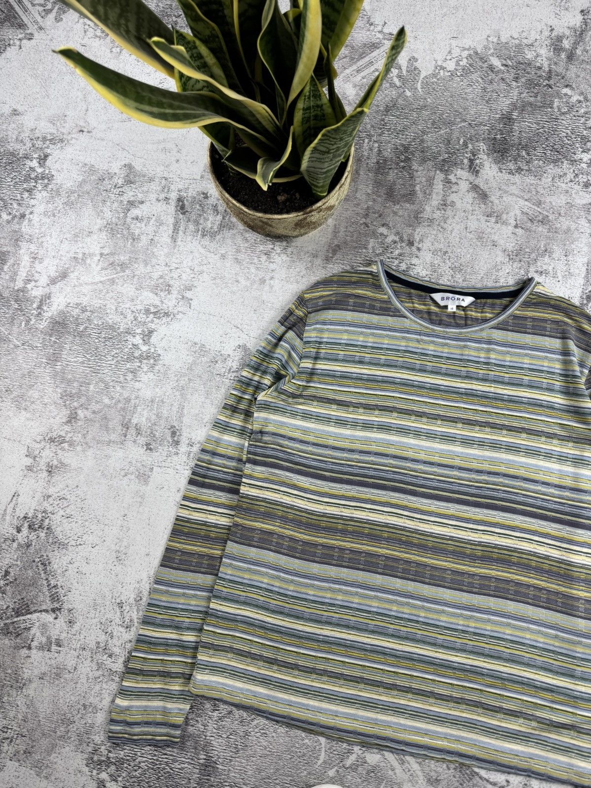Vintage BRORA Viscose Striped 16 Size Longsleeve Pullover Sweatshirt Size XXL / US 16-18 / IT 52-54 - 4 Thumbnail