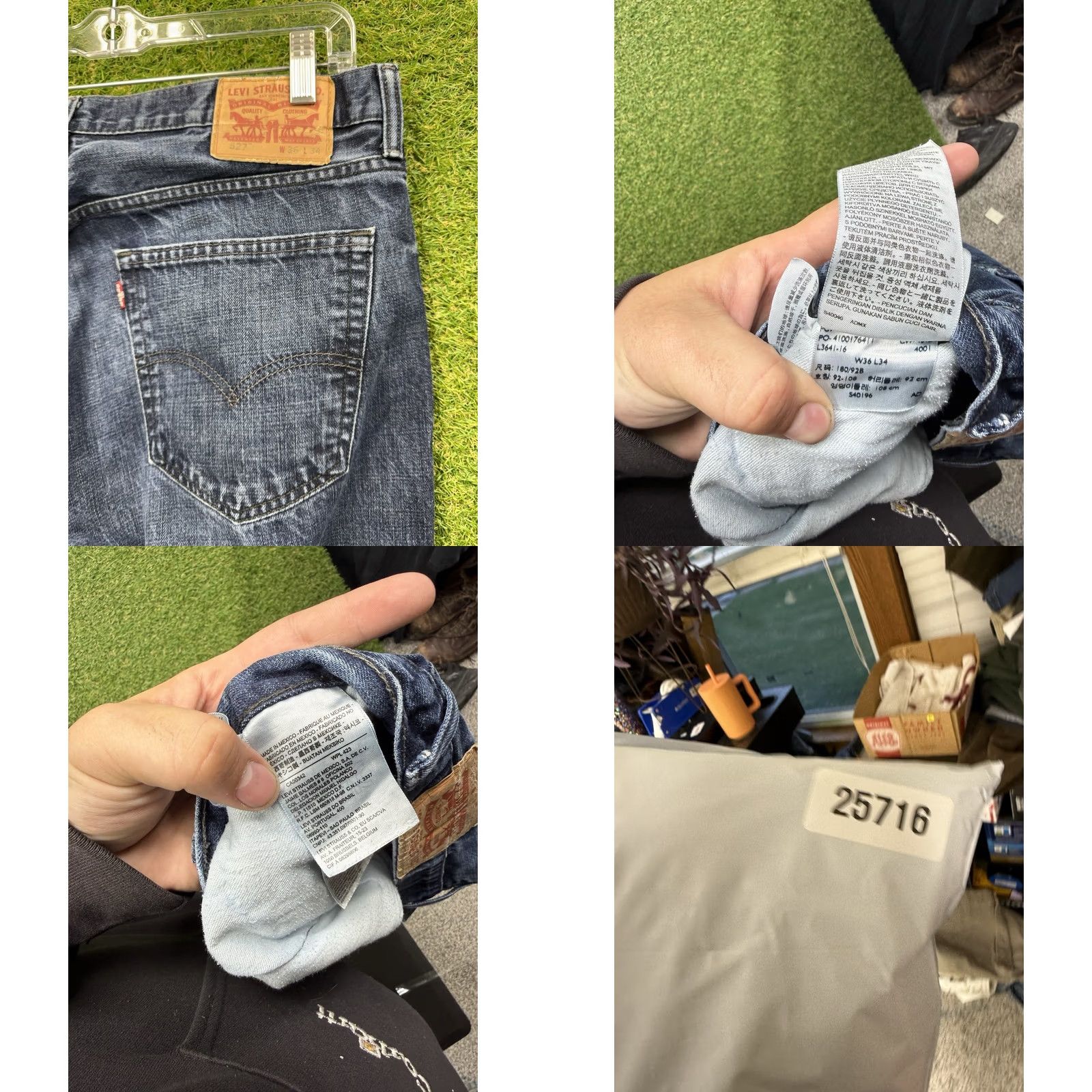 Levi's Levi's 527 Jeans Mens 36x34 Bootcut Dark Wash Distressed Denim 5-Pocket Regular Blue Leather Logo Belt Loops USA Western Workwear Size US 36 / EU 52 - 8 Thumbnail