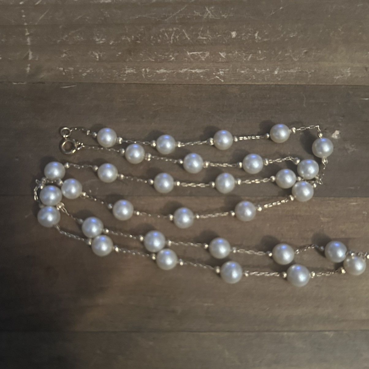 Vintage Vintage gold tone station pearl chain necklace and earrings Size ONE SIZE - 2 Thumbnail