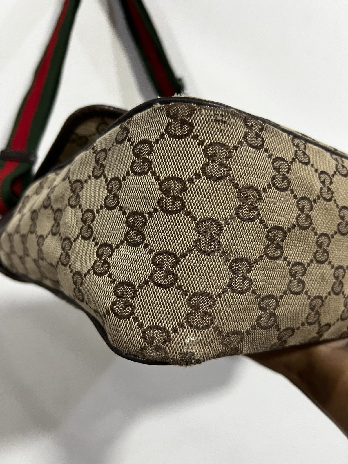 Gucci GUCCI Monogram Web Medium Flap Messenger Beige Dark Brown Size ONE SIZE - 10 Thumbnail