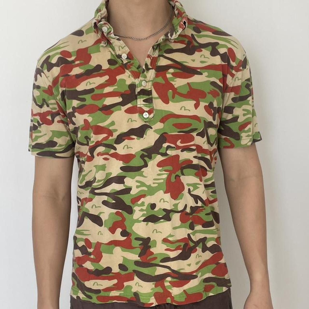 Evisu VINTAGE EVISU YAMANE 100% cotton camo polo shirt Size US L / EU 52-54 / 3 - 1 Thumbnail