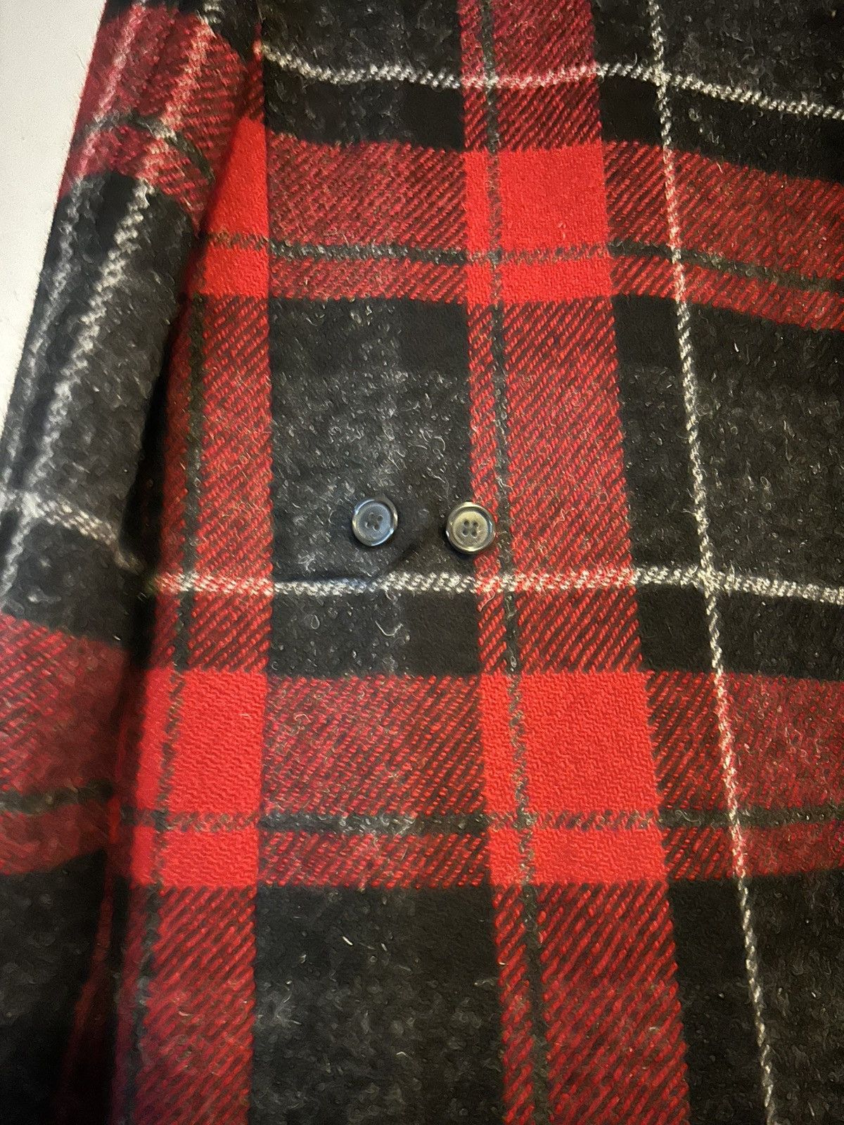 Saint Laurent Paris Saint Laurent Red & Black Tartan Wool Overcoat Size US M / EU 48-50 / 2 - 9 Thumbnail