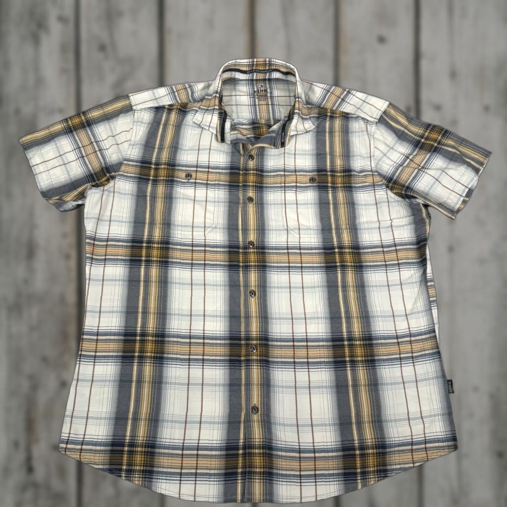 Vintage Kuhl Shirt Mens XL White Brown Button Up Styk Lightweight Stretch Outdoor Hike Plaid Outdoor Casual Mens XL White Beige Gray Yellow Button-Up Size US XL / EU 56 / 4 - 1 Thumbnail