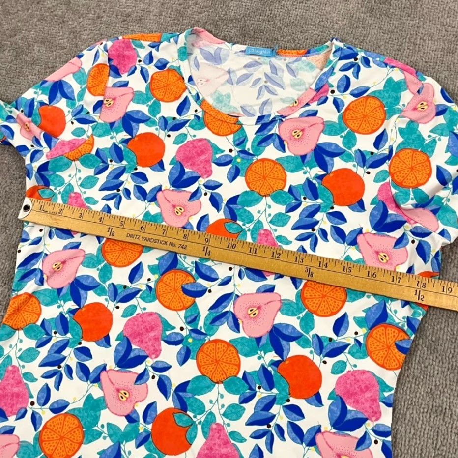 J.McLaughlin J. McLaughlin Blouse Top Womens Large Orange Pear Fruit Stretch 3/4 Sleeve Shirt Size L / US 10 / IT 46 - 5 Thumbnail