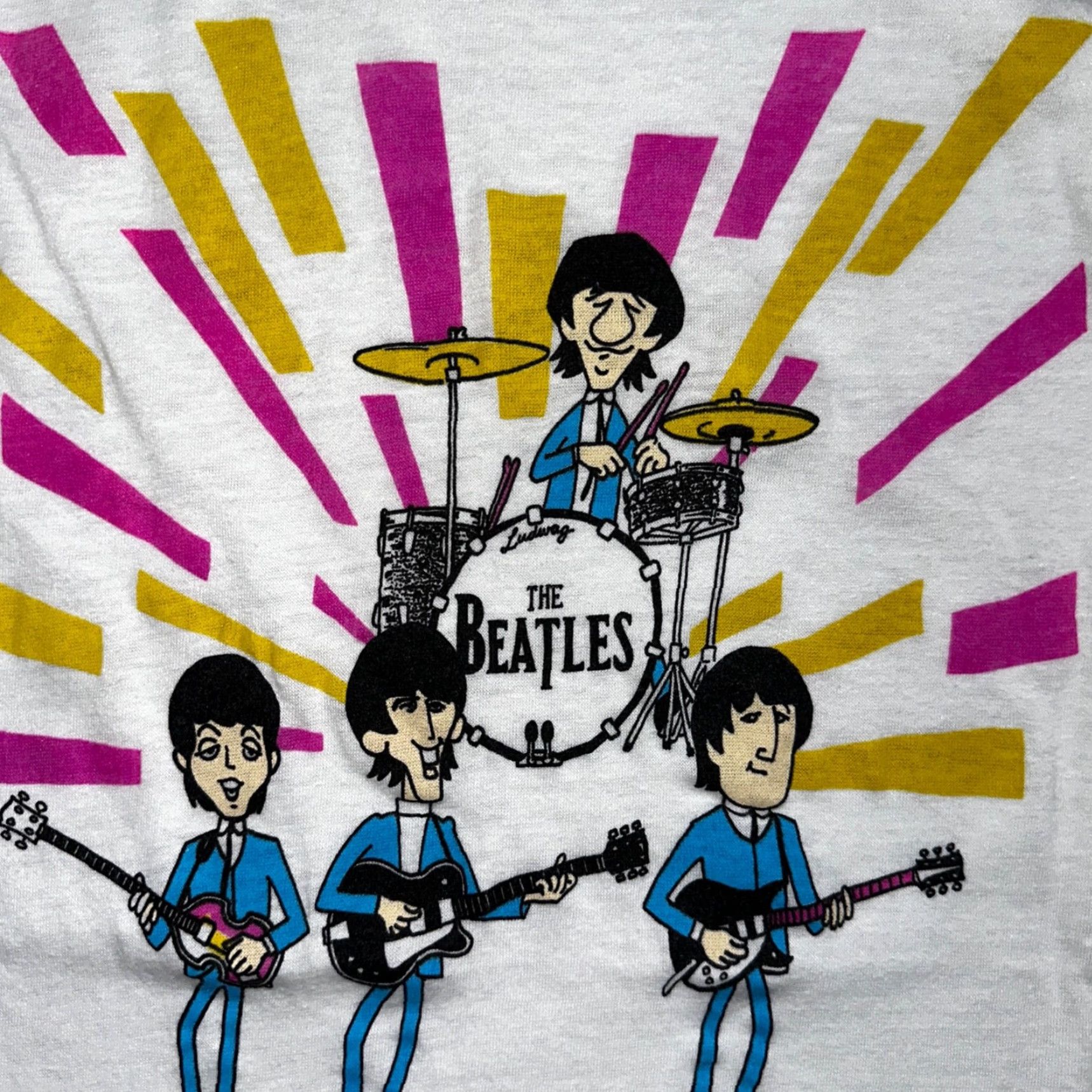 Vintage VINTAGE 1987 Beatles Rock & Roll Cartoon T-Shirt White S Graphic Print Regular Fit Mens Size US S / EU 44-46 / 1 - 2 Thumbnail