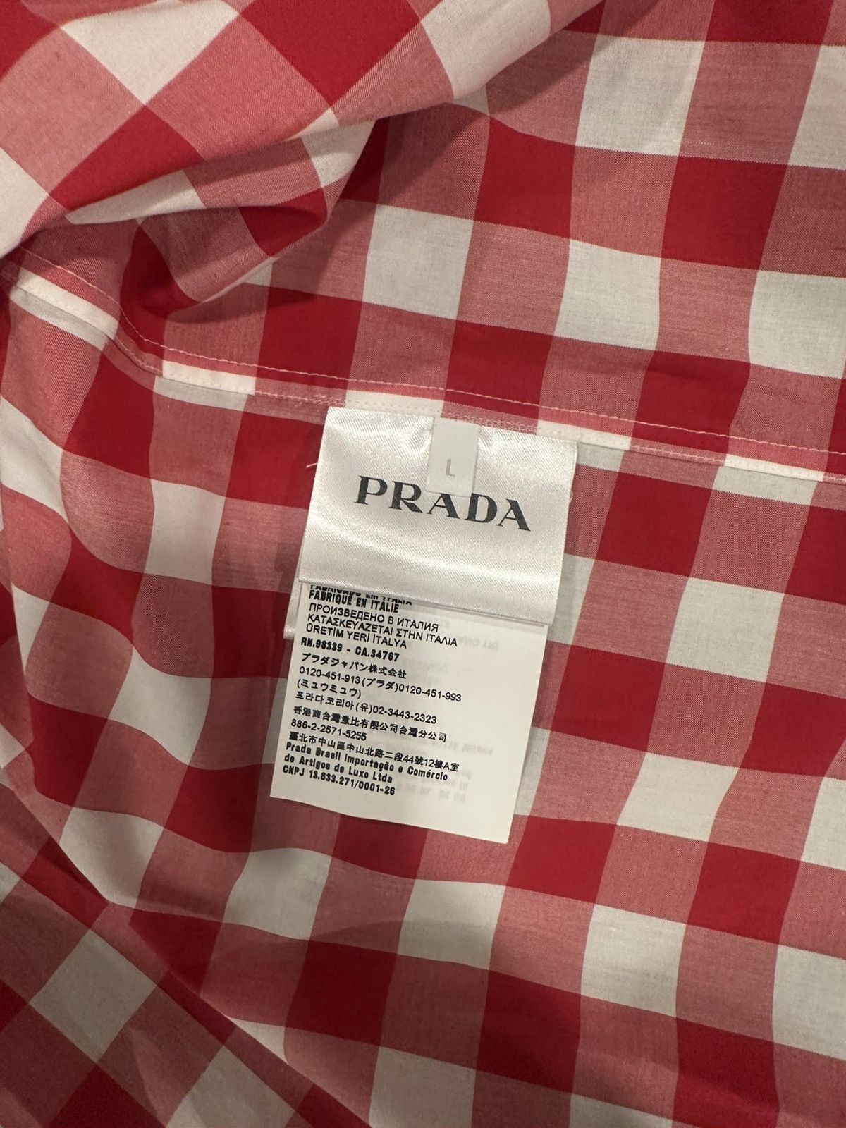 Prada Prada Red Gingham Shirt SS23 Size US L / EU 52-54 / 3 - 8 Thumbnail