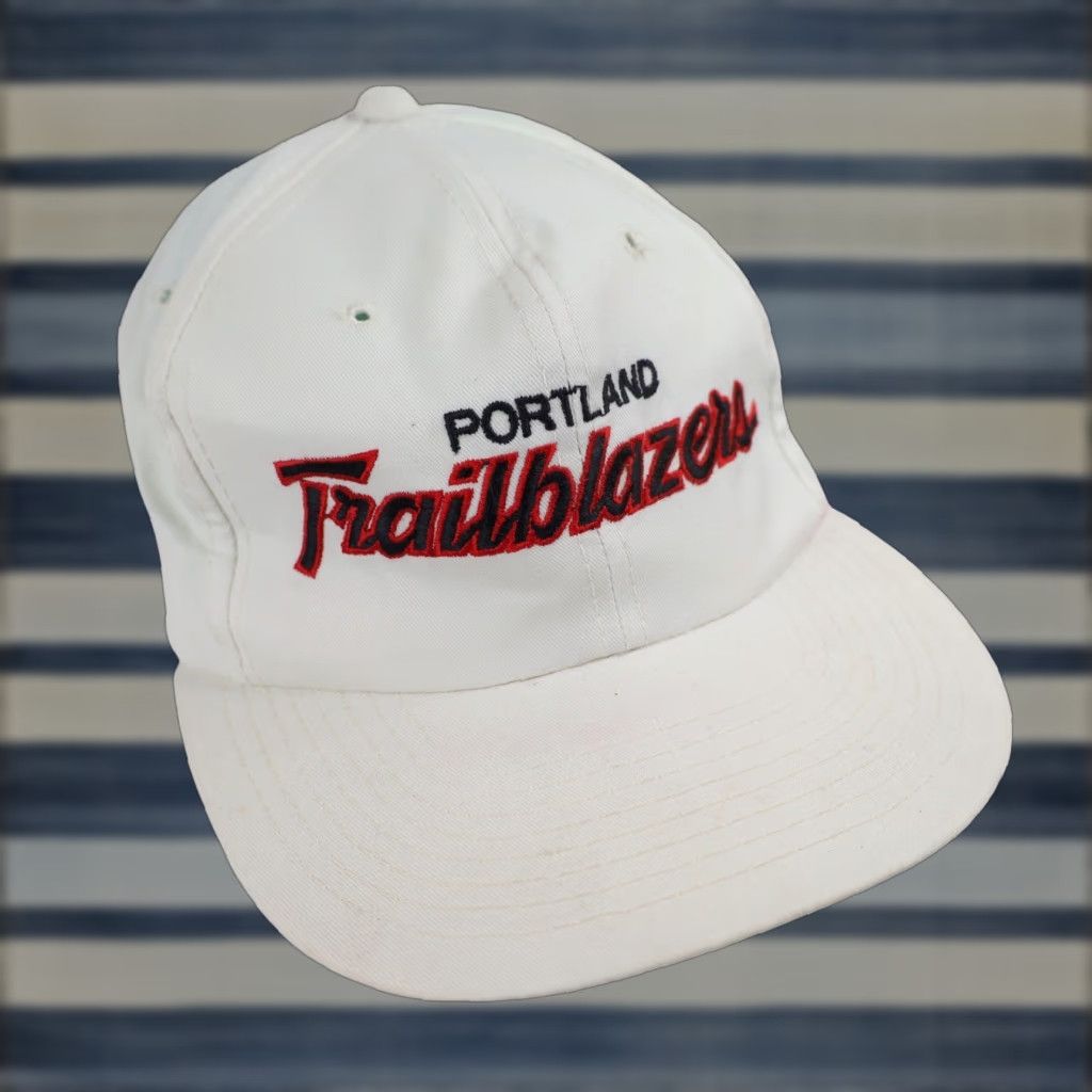 Sports Specialties VTG Sport Specialties Portland Trailblazers Twill Script Spellout Snapback Hat Men One Size White Size ONE SIZE - 1 Thumbnail
