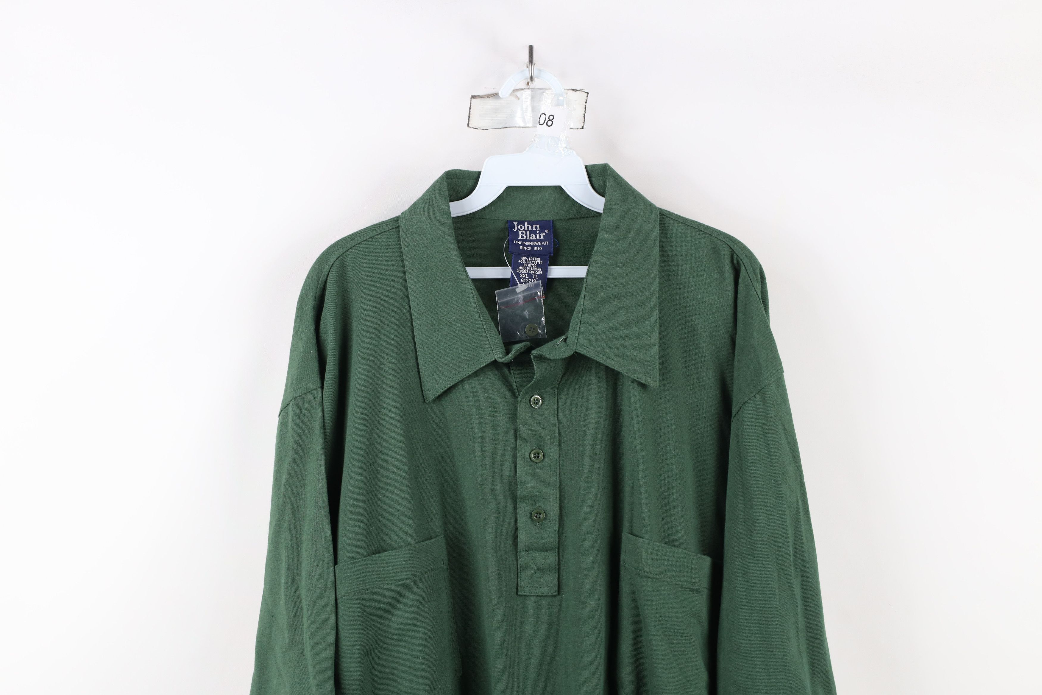 Vintage Deadstock Vintage 90s Streetwear Pullover Polo Shirt Green Size US XXL / EU 58 / 5 - 2 Thumbnail