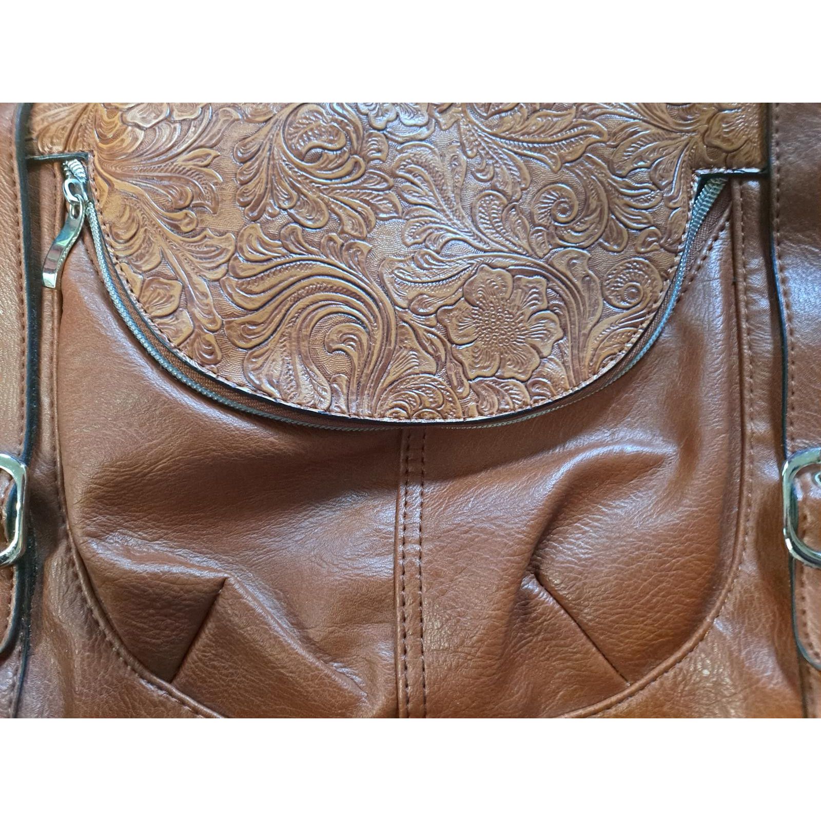 Other Cato Brown with Embossed Floral Design Satchel Shoulder Bag Size ONE SIZE - 2 Thumbnail
