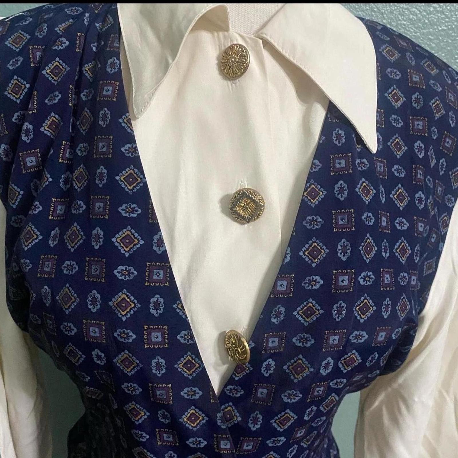 Industry of All Nations Blue and white vintage button-up vest vest Size S / US 4 / IT 40 - 2 Thumbnail