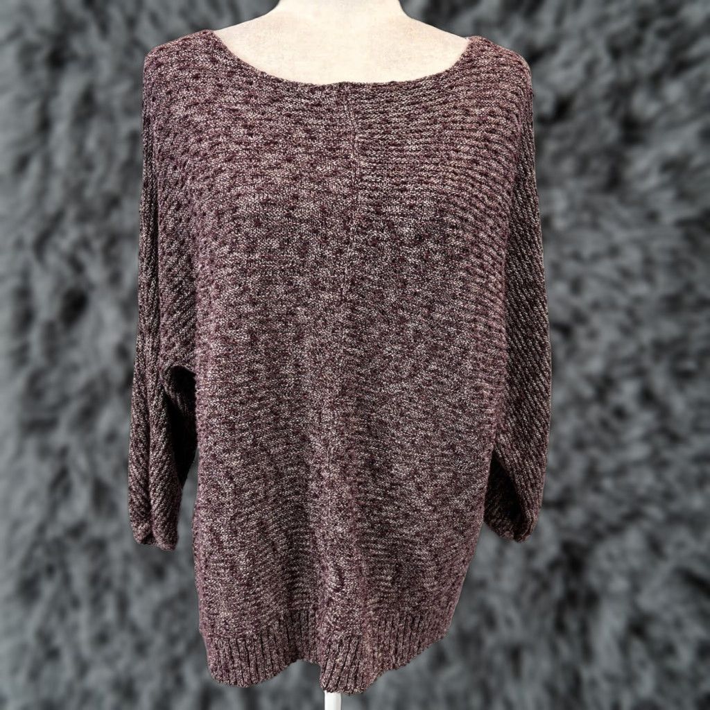 Vintage Chicos Tunic Sweater Womens XL 3/4 Sleeve Purple Burgundy Knit Shimmer Size XL / US 12-14 / IT 48-50 - 1 Thumbnail