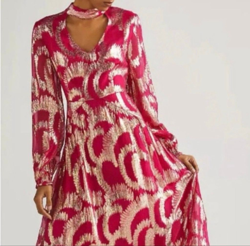 Anthropologie Anthropologie Hemant & Nandita Metallic Maxi Dress Size S / US 4 / IT 40 - 2 Thumbnail