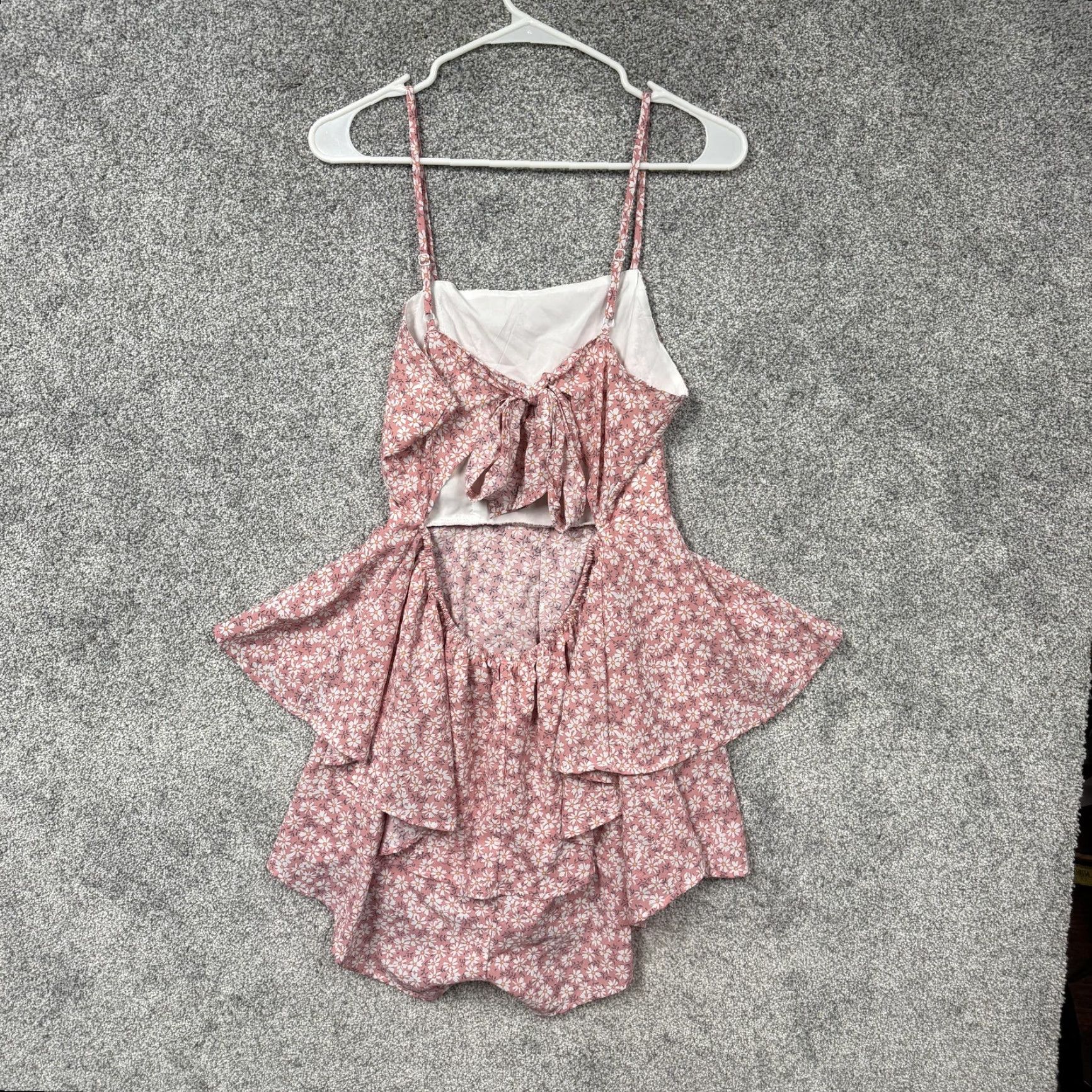 Shein SHEIN Floral Romper L Women Sleeveless One-Piece Chiffon Daisy Print Pink Size 36" / US 14 / IT 50 - 7 Thumbnail