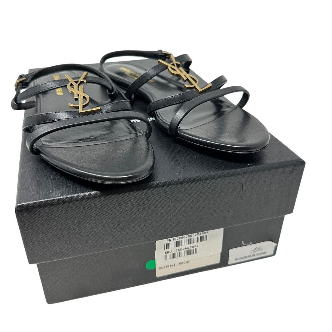 Yves Saint Laurent Saint Laurent Cassandra YSL Slingback Sandals 37 US 7 Black Size US 7 / IT 37 - 10 Thumbnail