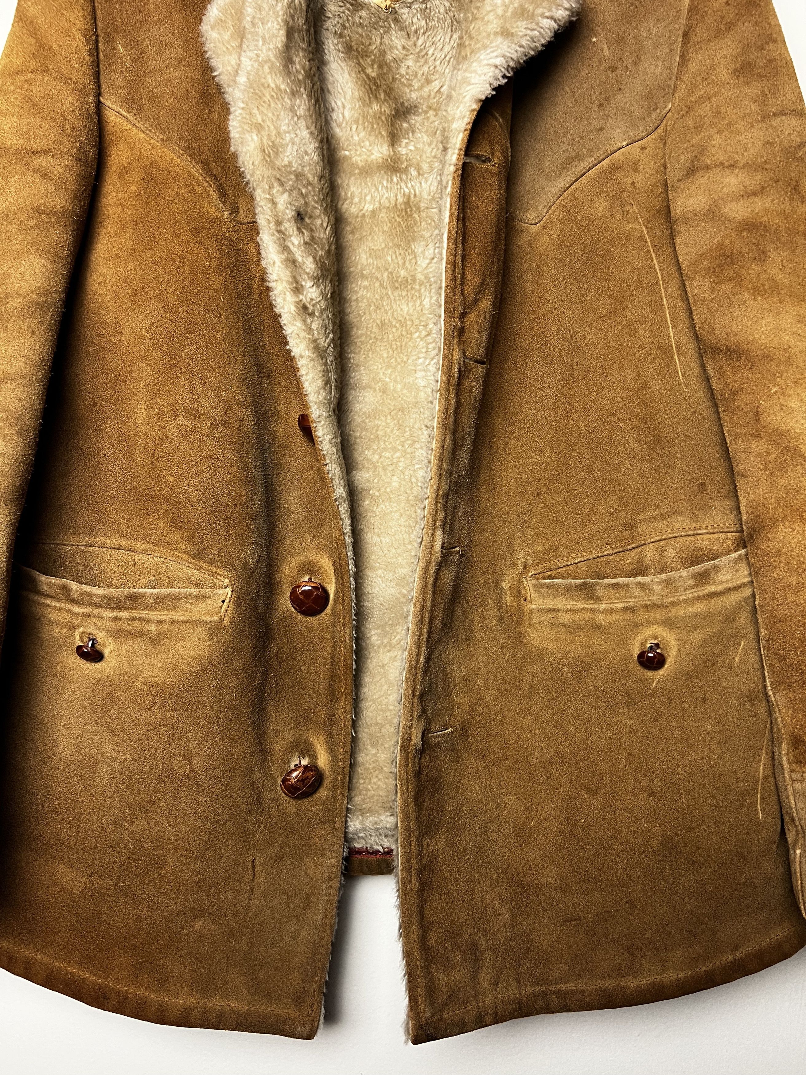 Vintage Vntg 60's Rancher Schott Bros. Brown Suede Sherpa Leather Size US S / EU 44-46 / 1 - 15 Thumbnail