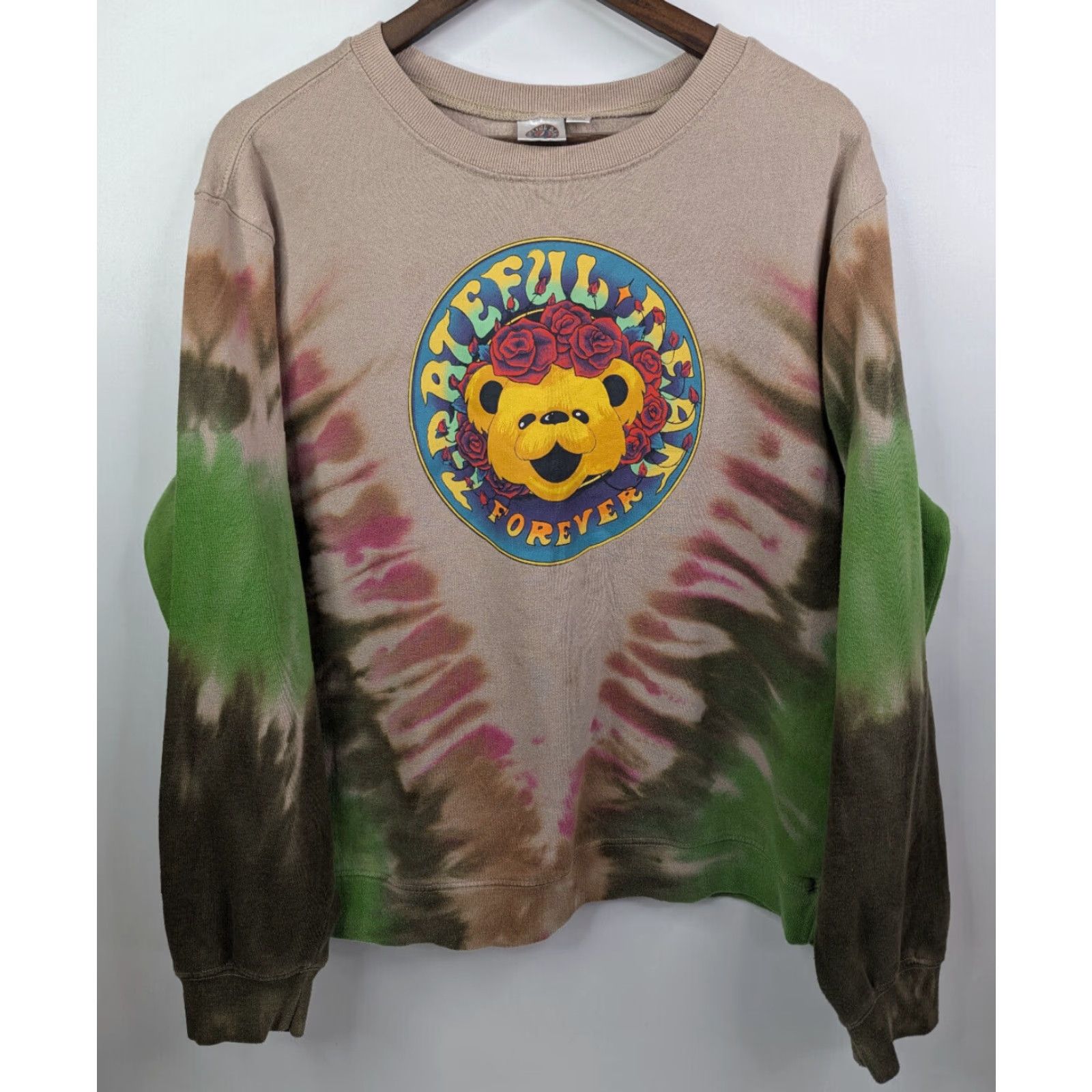 Vintage Grateful Dead Sweatshirt Womens 2XL Brown Tie Dye Bear Roses Hippie Band Pullover Crew Neck Long Sleeve Cotton Blend Knit Casual Size XXL / US 16-18 / IT 52-54 - 2 Thumbnail