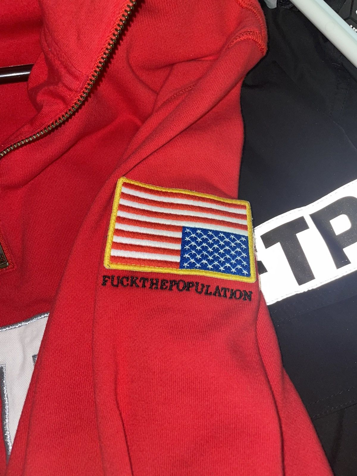 Fuck The Population FTP Arch Logo Quarter Zip Jacket Red Medium Size US M / EU 48-50 / 2 - 4 Thumbnail