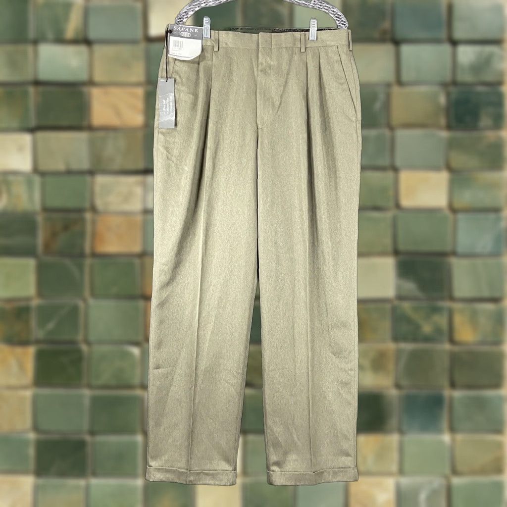 Savane VINTAGE Savane Men's Dress Pants Beige Regular Fit 36x32 Dress Attire Size US 36 / EU 52 - 1 Thumbnail