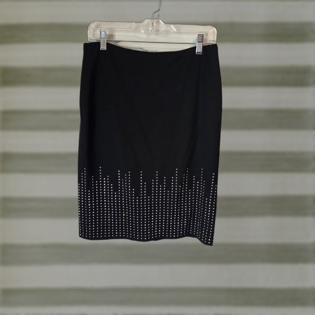 Vintage Ashro Skirt Womens Size 6 Black Studded Pencil New Wave Size 28" / US 6 / IT 42 - 1 Thumbnail
