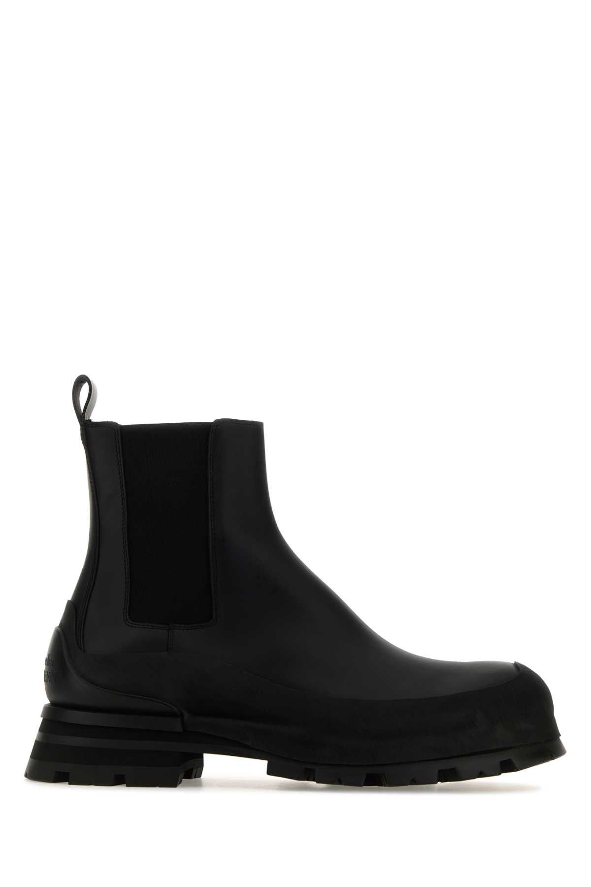 image of Alexander Mcqueen Black Leather Chelsea Wander Ankle Boots, Men's (Size 10)