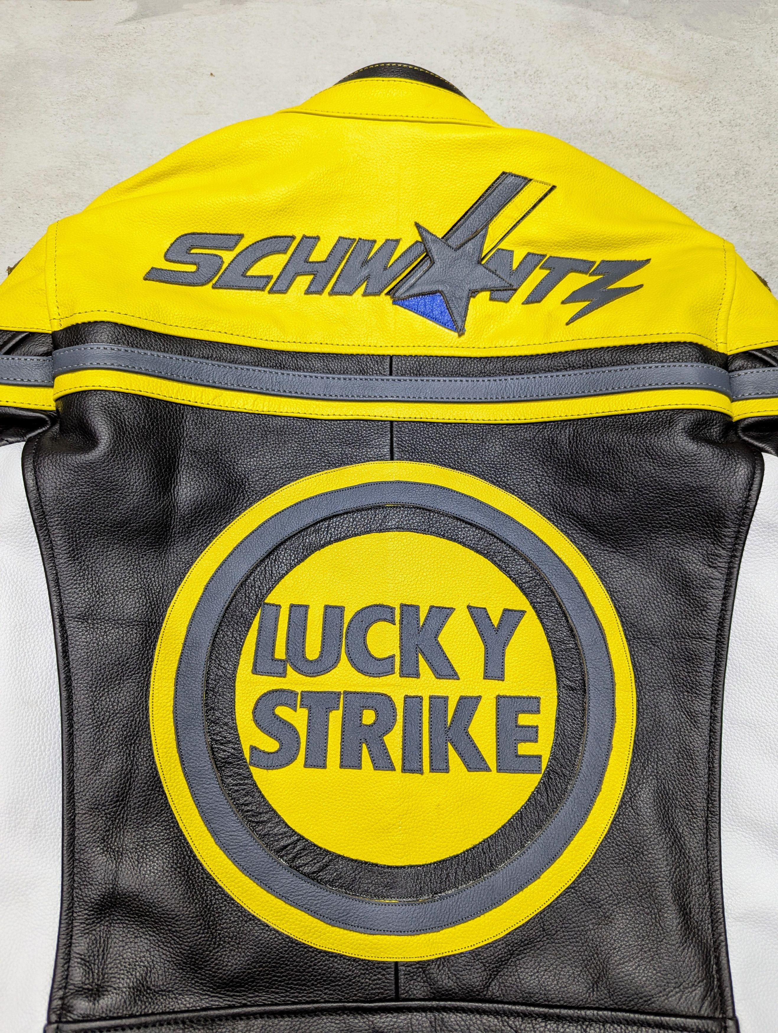 Vintage 🔥 LUCKY STRIKE 🔥 Leather Jacket 90s Vintage Racing Size M / US 6-8 / IT 42-44 - 9 Thumbnail