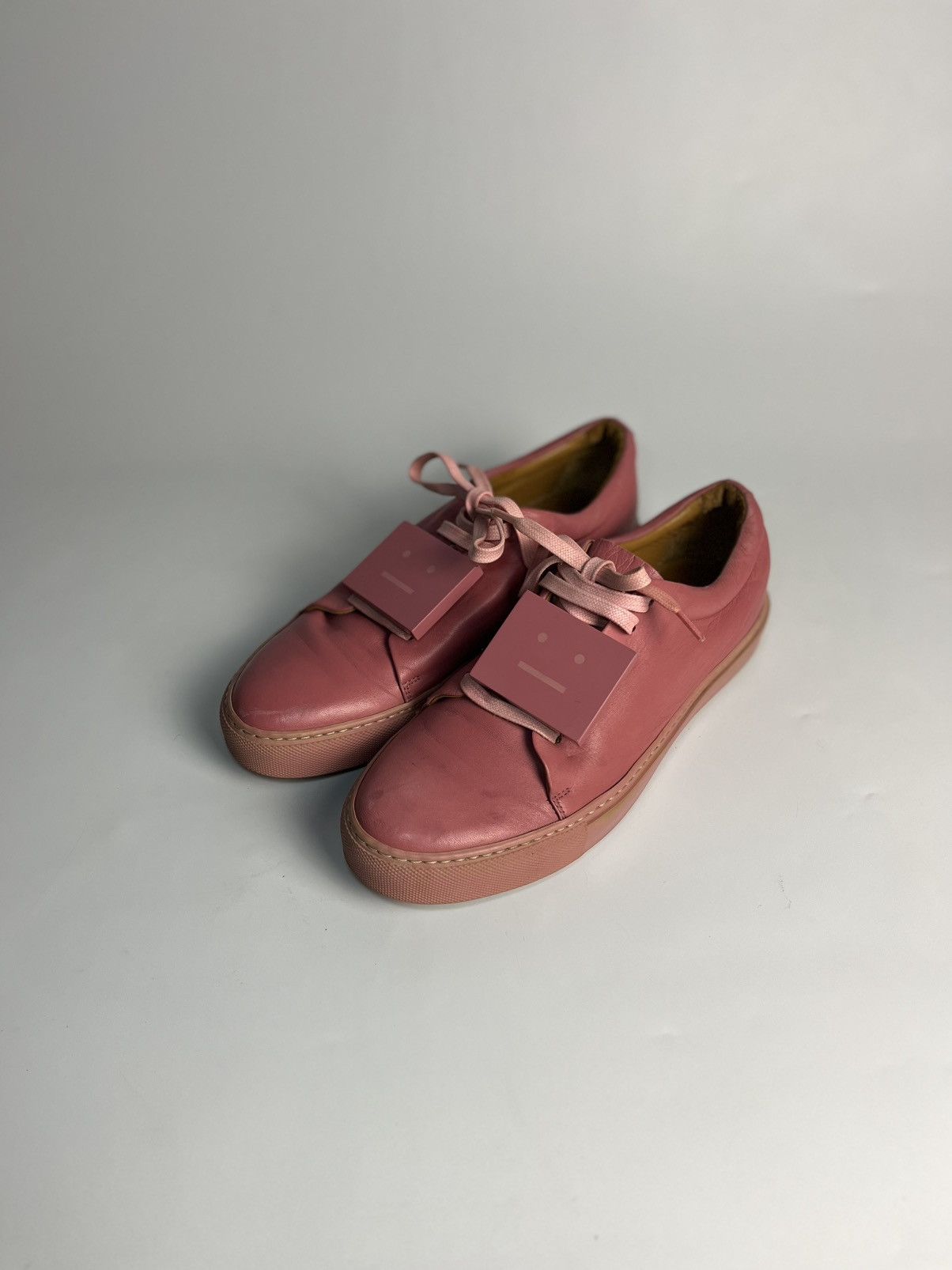Acne Studios Acne Studios “Adriana” Face Plaque Pink Leather Low Sneakers Size US 9 / IT 39 - 1 Thumbnail