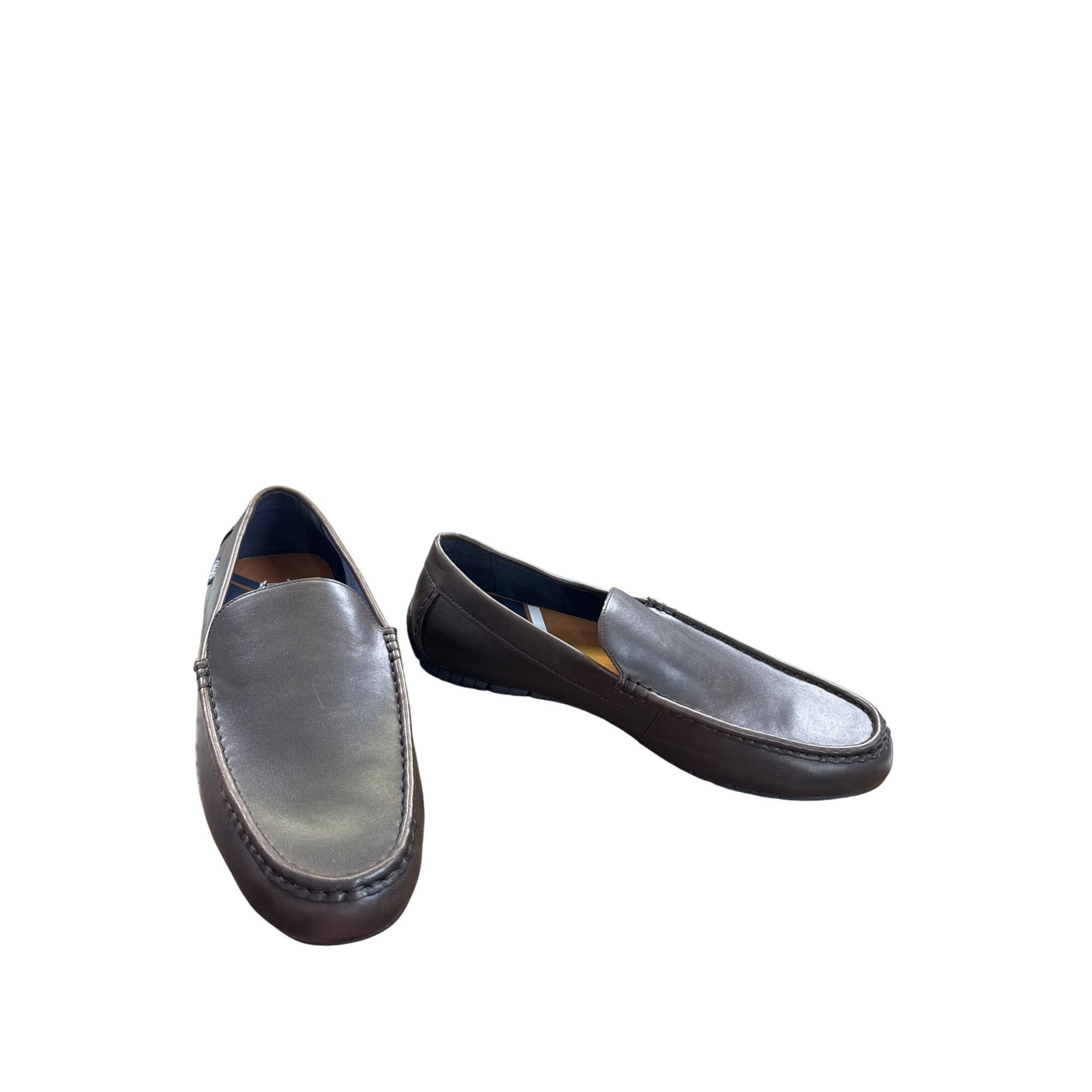 Chaps Mens Brown Faux Leather Slip-On Loafers Shoes Size 13