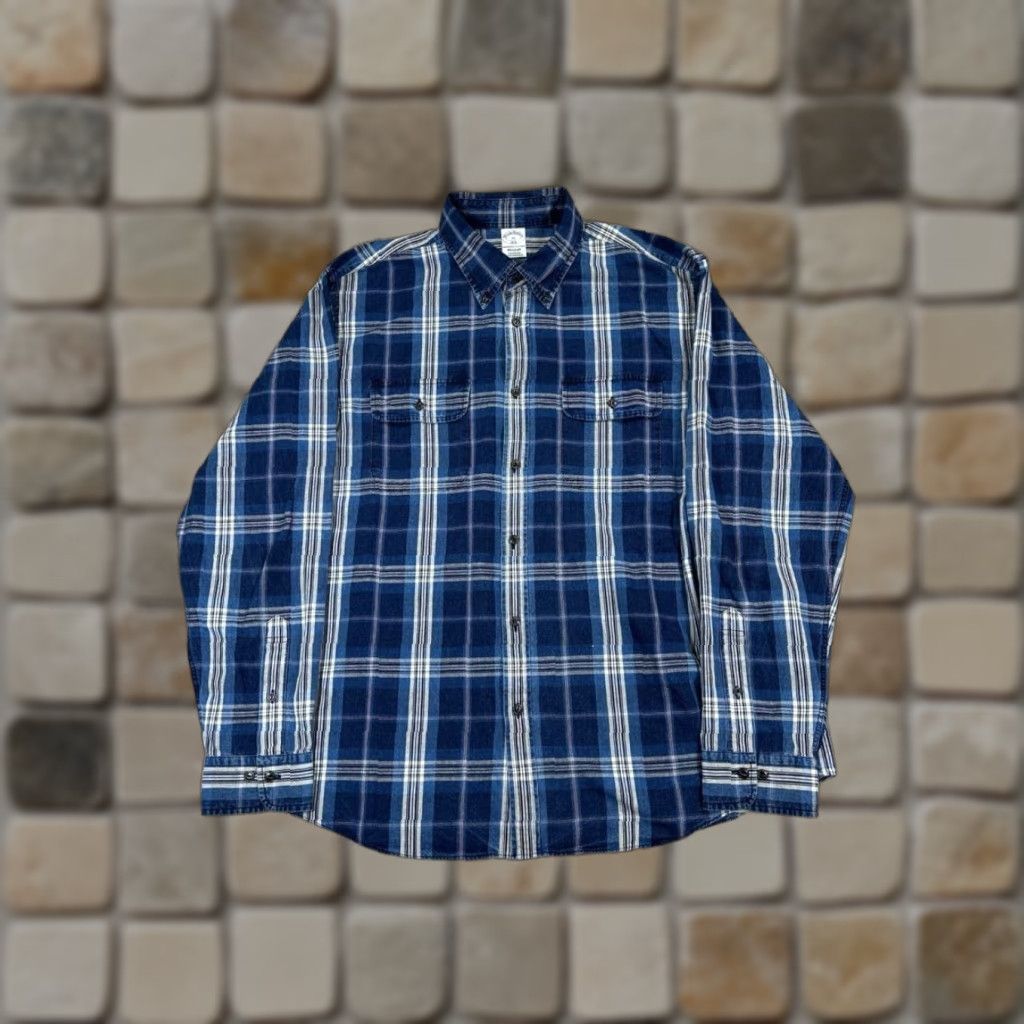 Brooks Brothers Brooks Brothers Plaid Flannel Shirt Mens XL Blue Cotton Button-Up Casual Size US XL / EU 56 / 4 - 1 Thumbnail