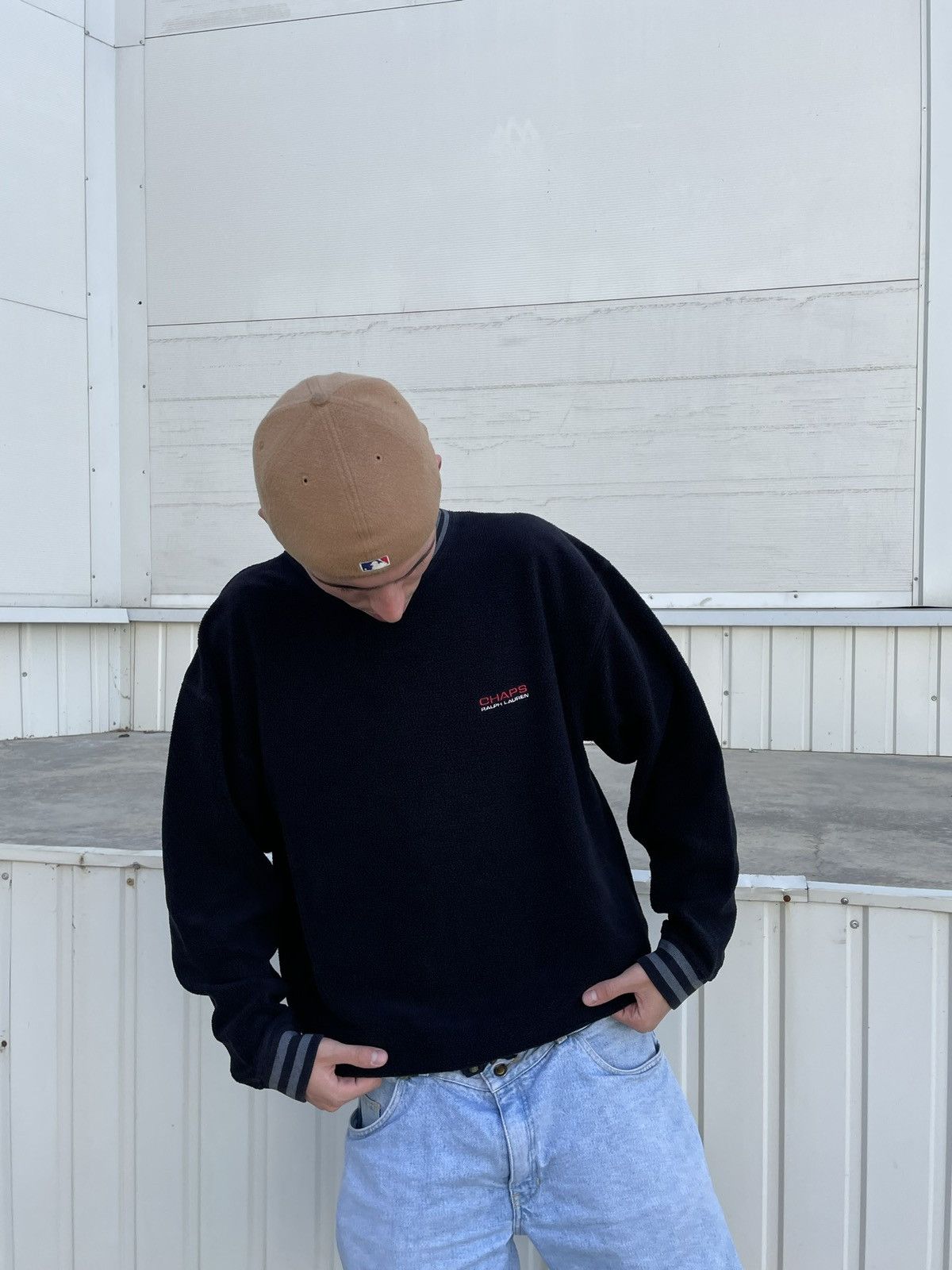 image of Chaps Ralph Lauren x Polo Ralph Lauren Vintage Ralph Laurent Chaps Fleece Sweatshirt Teddy in Black