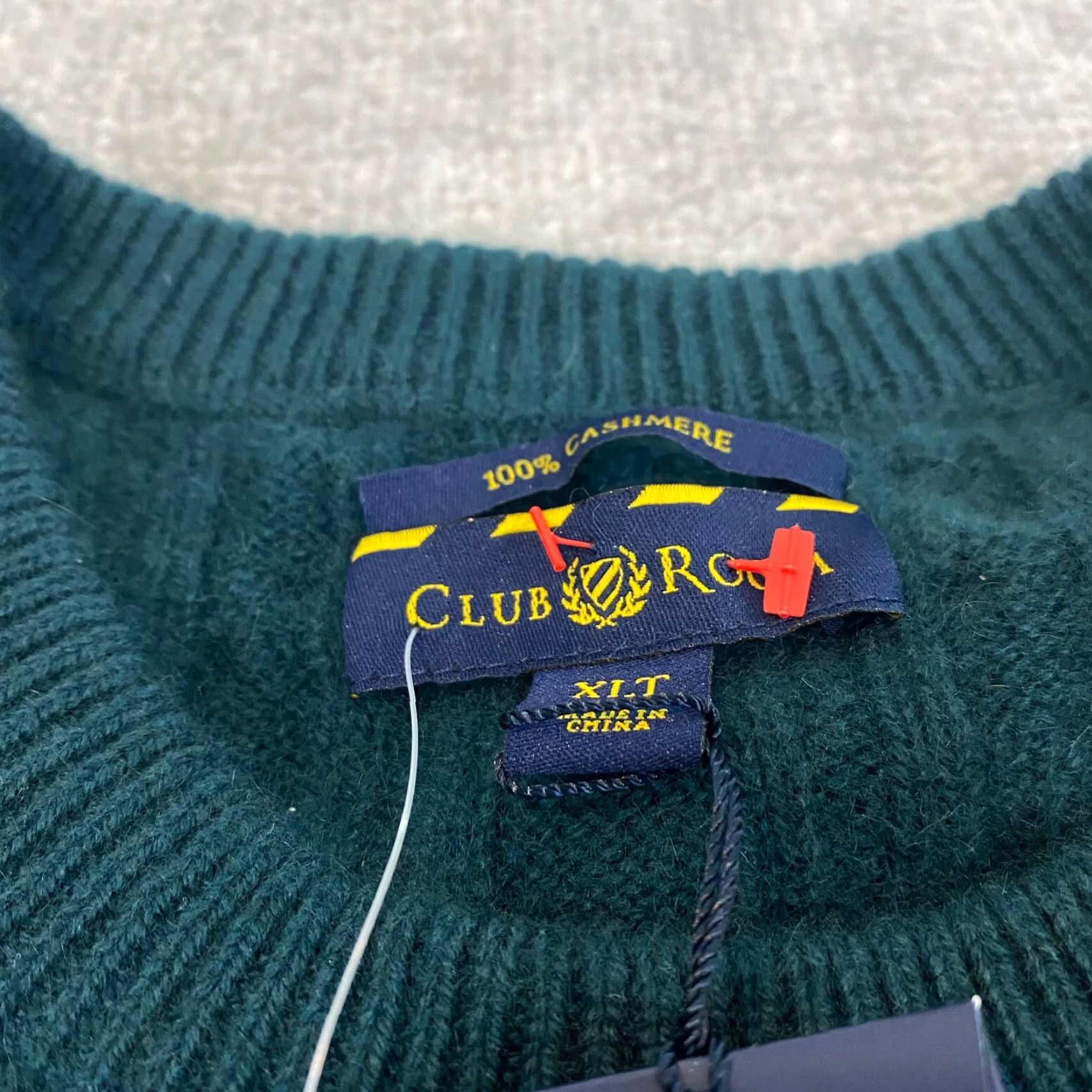 Club Room VINTAGE Club Room Cashmere Sweater Mens XLT Crew Neck Pullover Knit Winter Green 2-Ply Cable Knit Size US XL / EU 56 / 4 - 3 Thumbnail