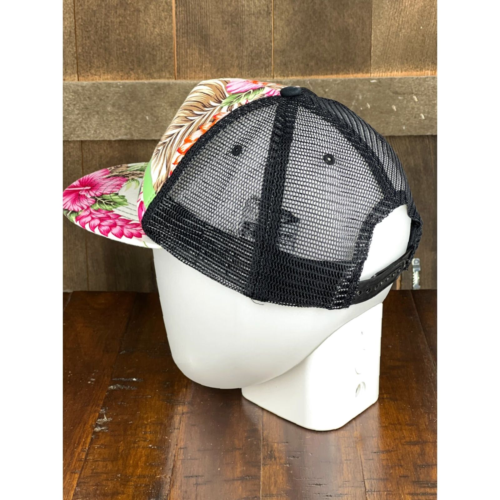 Vintage Aloha Hawaii Hat Snap Back Adult White Cotton Blend Trucker Hibiscus Palm Mens Size ONE SIZE - 4 Thumbnail