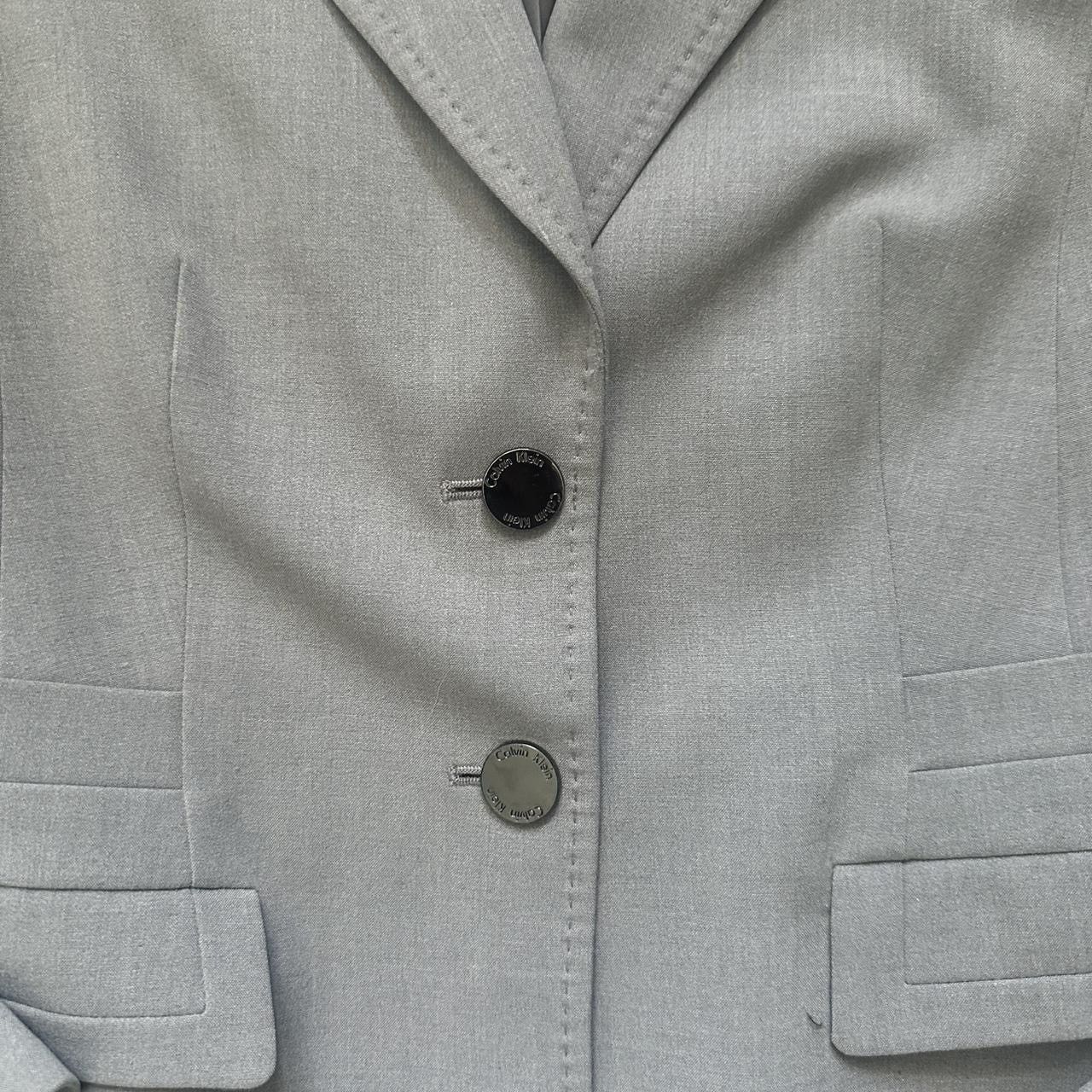 Calvin Klein Calvin Klein Grey Two-Button Lux Women’s Blazer Size 4 Size S / US 4 / IT 40 - 2 Thumbnail