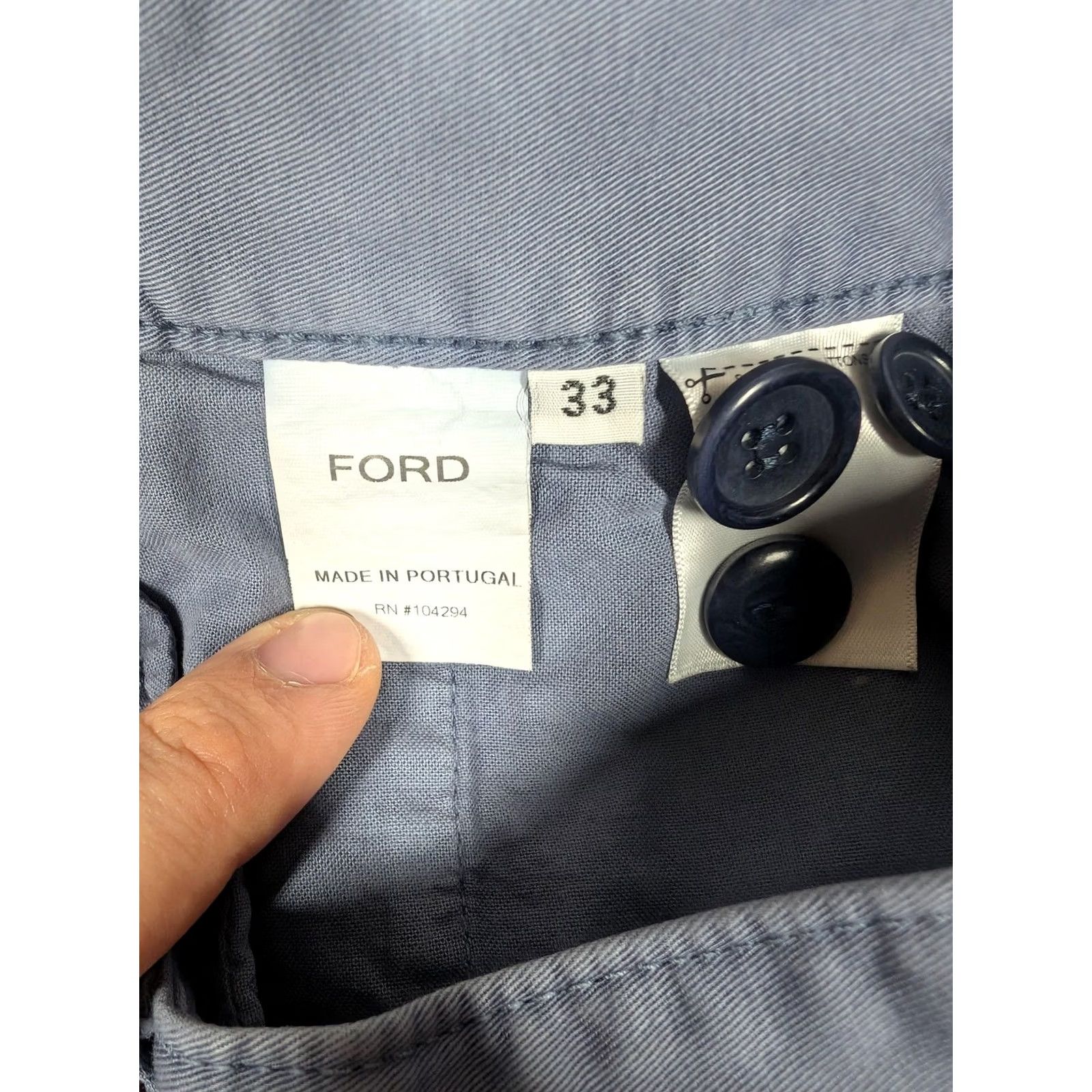 Unis Unis Ford Pants Mens 33 Gray Blue Chino Button Fly Made Portugal Casual Slim Size US 33 - 7 Thumbnail