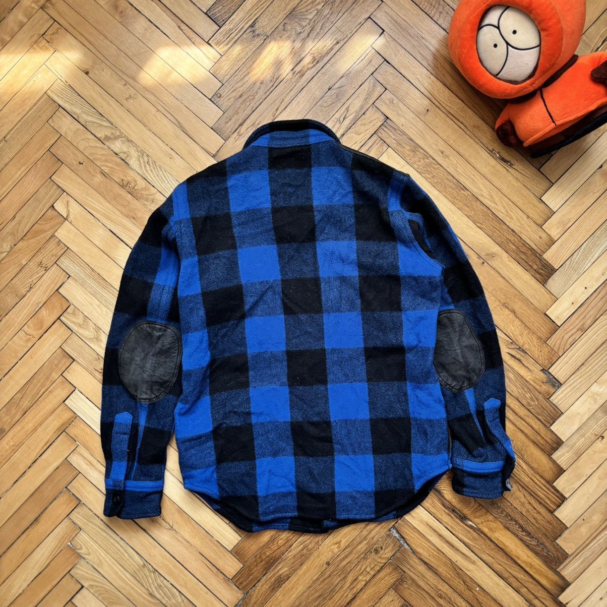 Beams Japan × Beams Plus × Vintage Vintage Japanese Beams+ Wool & Cow Leather Flannel Overshirt Size US S / EU 44-46 / 1 - 2 Thumbnail