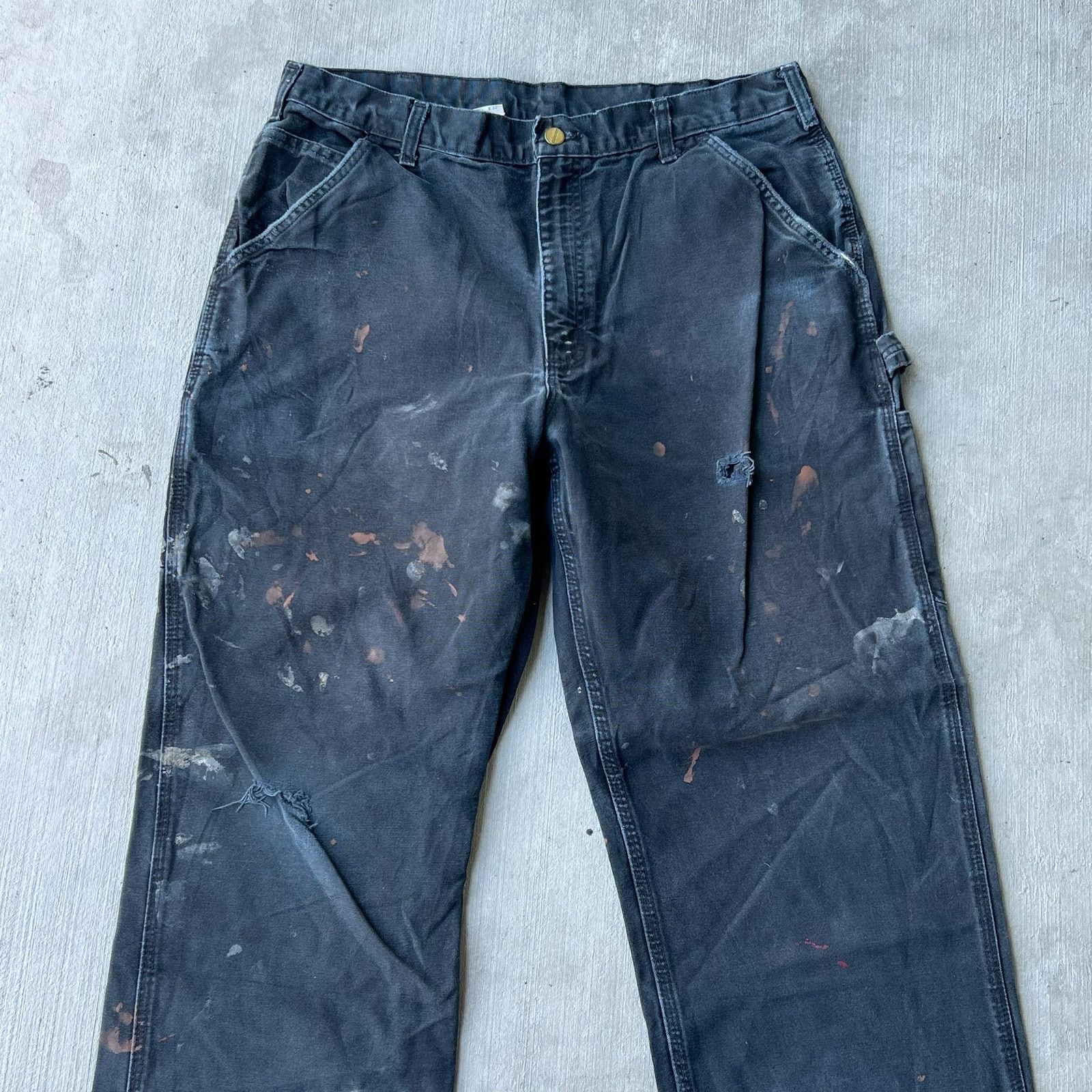 Carhartt × Vintage Carhartt faded black work wear carpenter pants Size US 36 / EU 52 - 4 Thumbnail