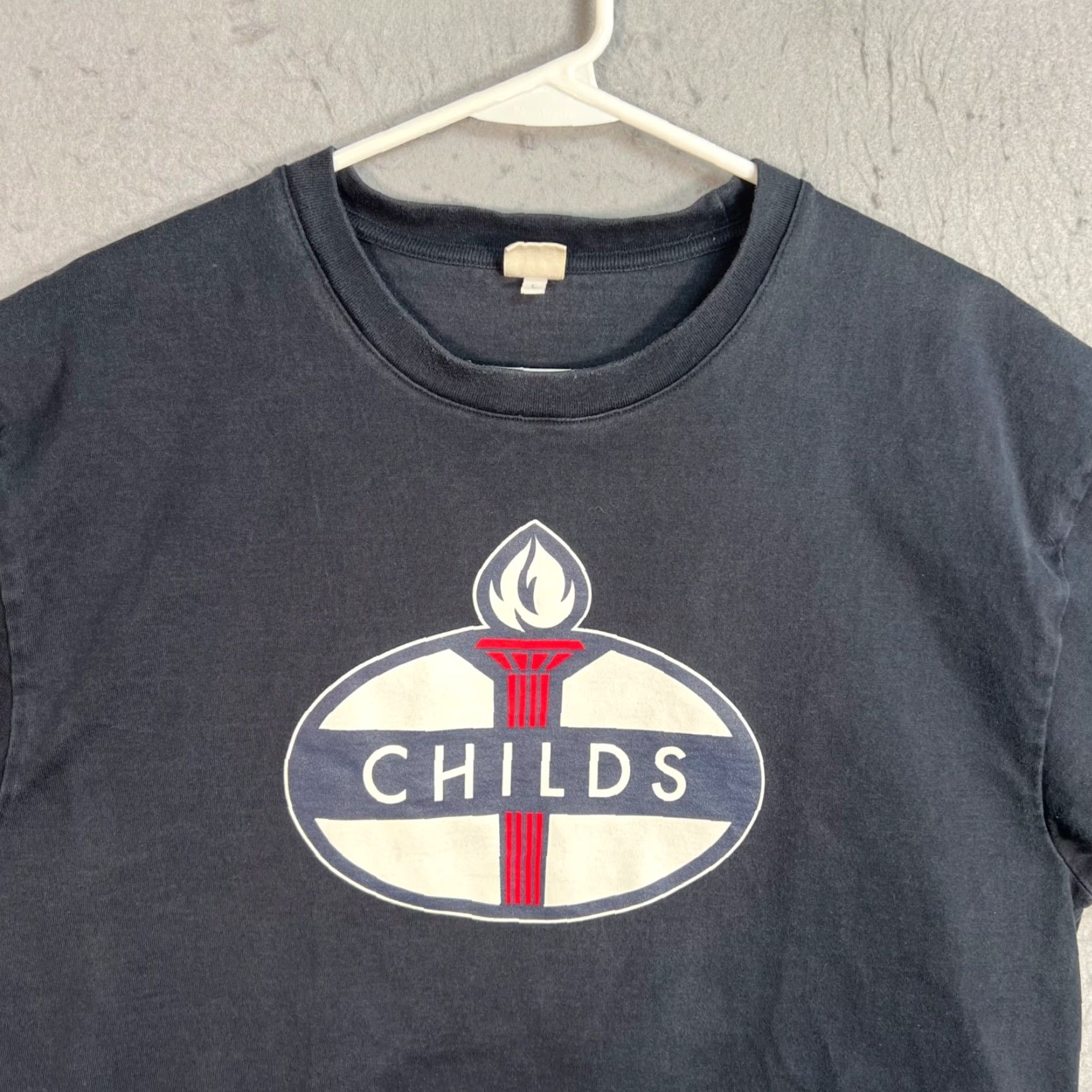 Vintage Childs Mens Large Black Graphic Logo T-Shirt Cotton Size US L / EU 52-54 / 3 - 7 Thumbnail
