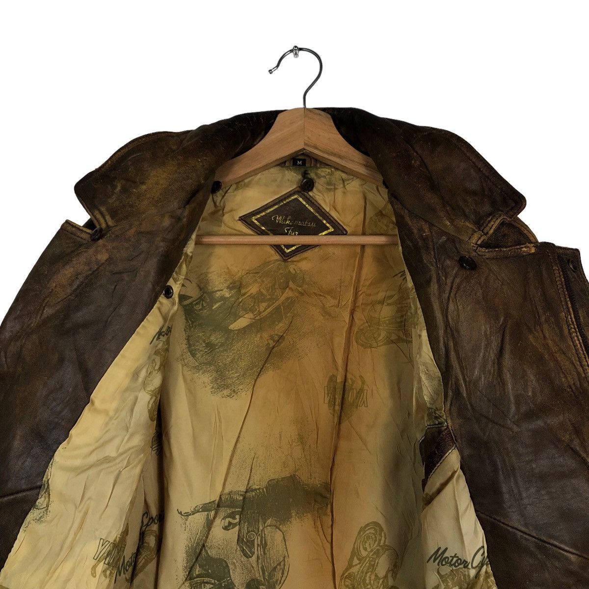 Genuine Leather 🔥Vintage Leather Jacket Wakamatsu Fur Bomber Design Japan Size US M / EU 48-50 / 2 - 10 Thumbnail