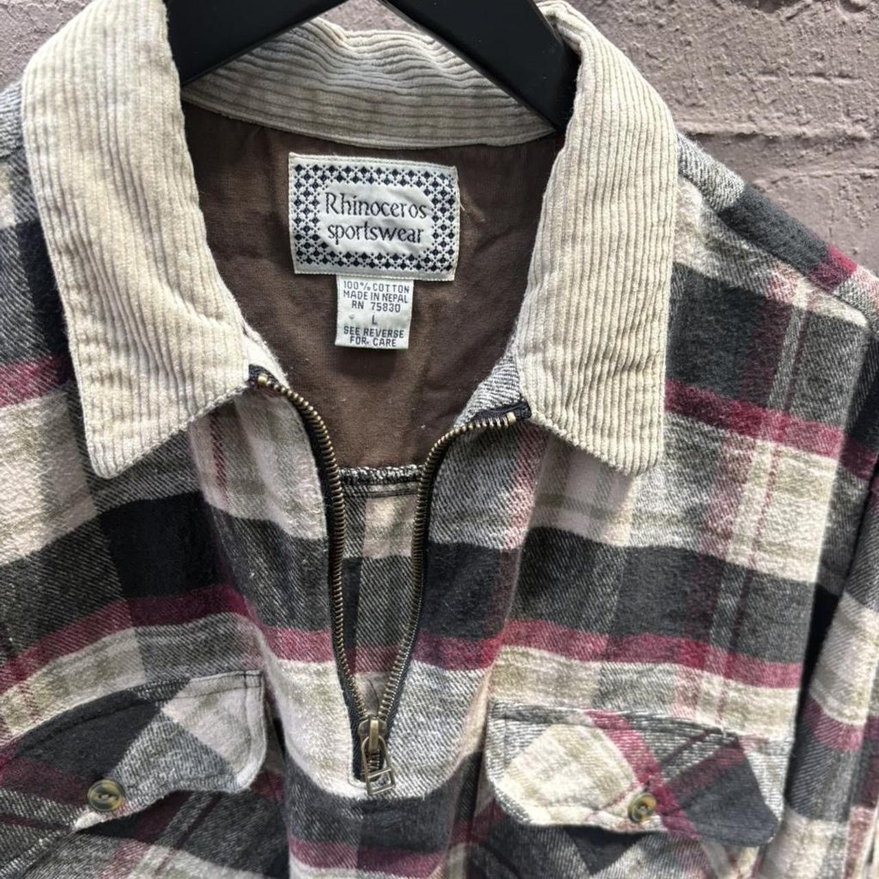 Vintage Red Grunge Punk Corduroy Collar Quarter Zip Flannel Shirt Size US L / EU 52-54 / 3 - 3 Thumbnail