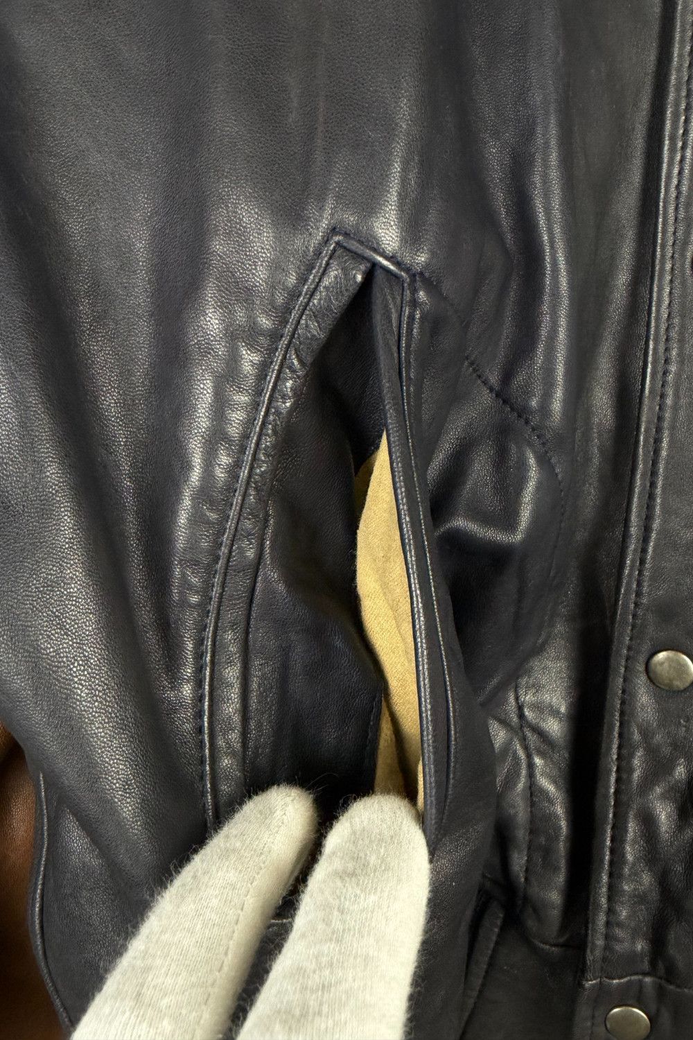 Polo Ralph Lauren PRL 90s Full-Leather Varsity (Black/Tan) Hong Kong Made Size US M / EU 48-50 / 2 - 11 Thumbnail